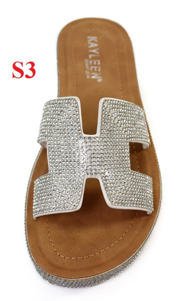 KARAUSA Fashion Bling Rhinestone  2 Buckles Sandal Slides, 2x$30, KARAUSA store