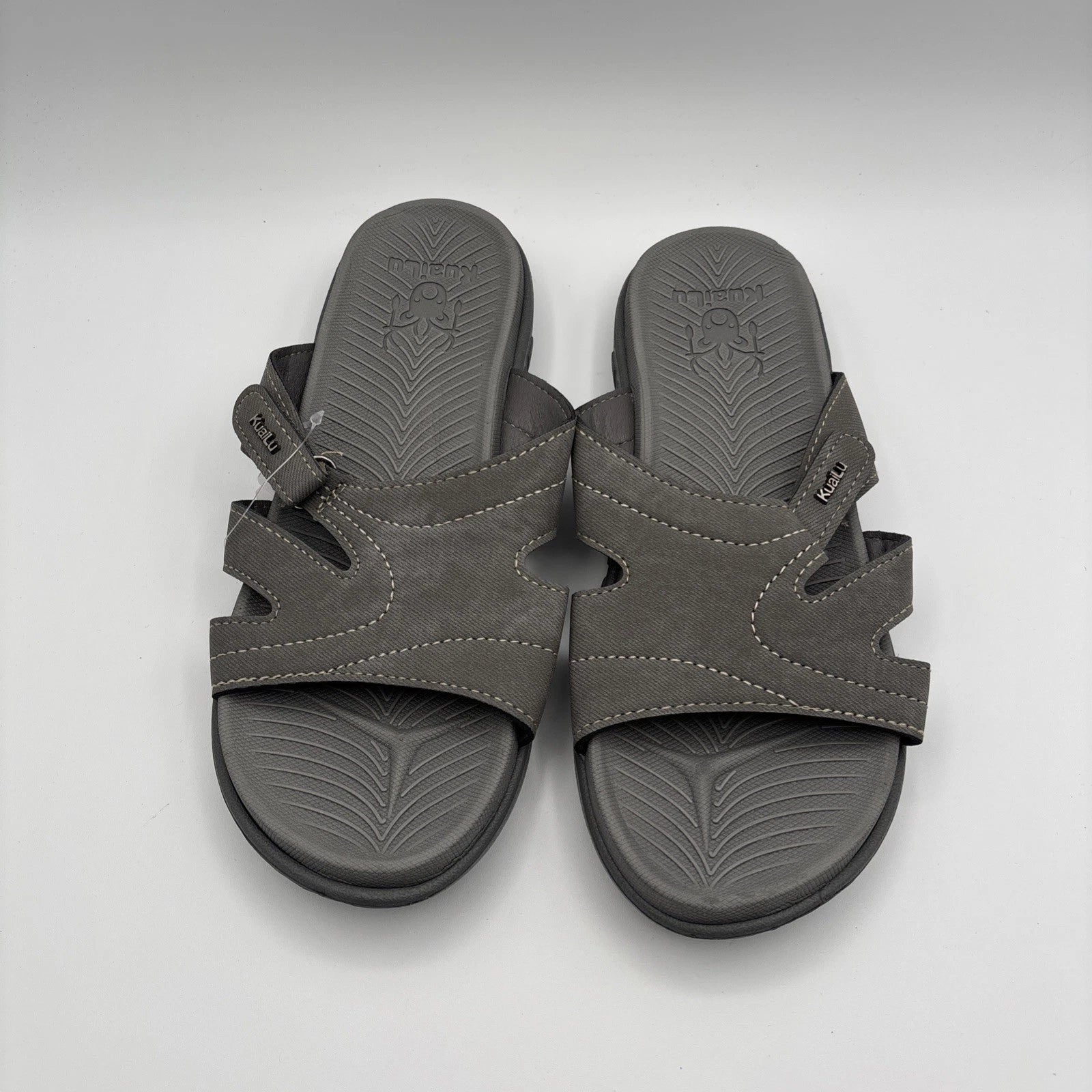 KuaiLu Womens Fashion Orthotic Slides Ladies Lightweight Athletic - Gray 8.5