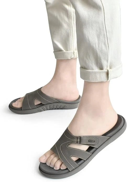 KuaiLu Womens Fashion Orthotic Slides Ladies Lightweight Athletic - Gray 8.5