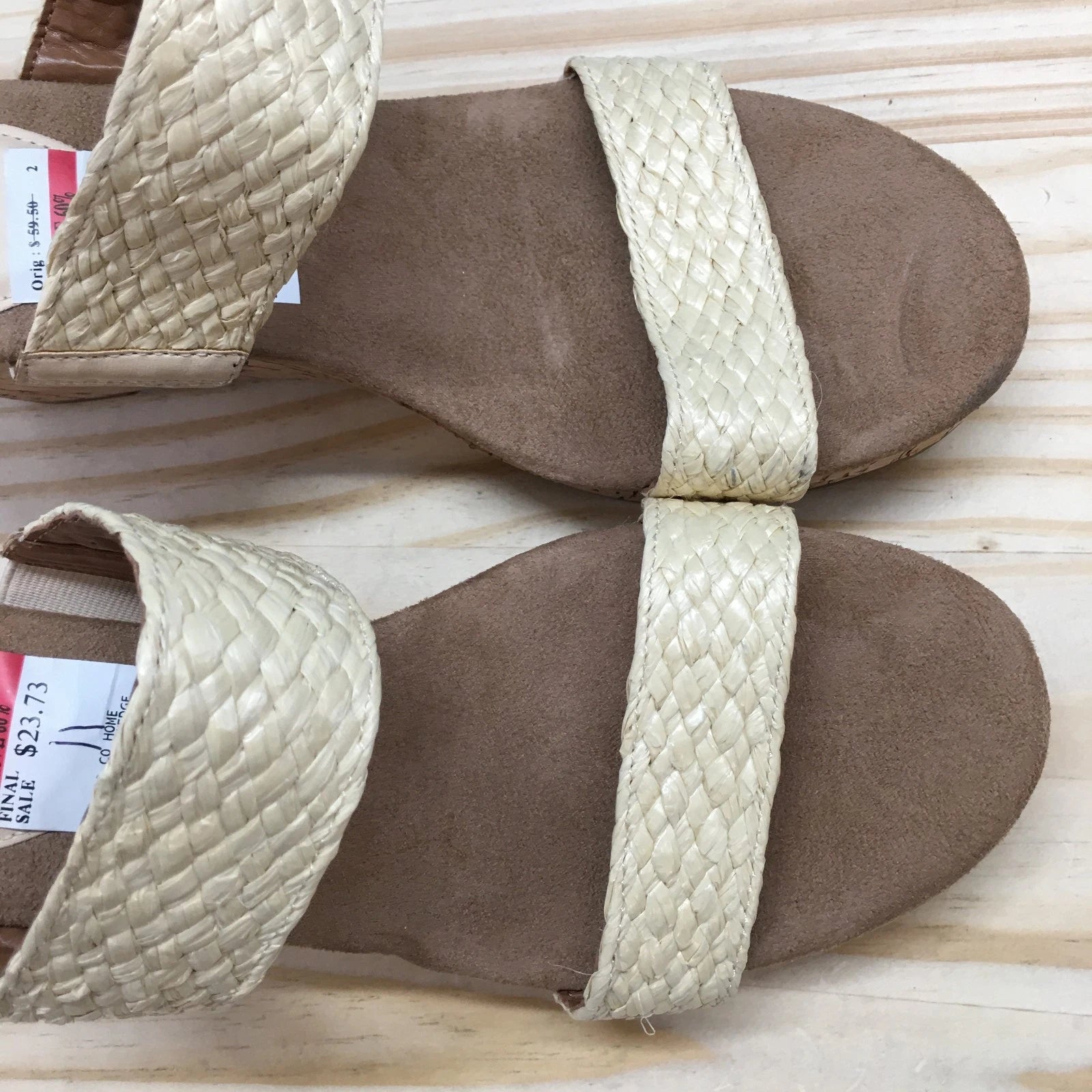 Style & Co. Sandals Womens 11 M Daliaa Wedge Slides Beige Faux Leather Cork NEW