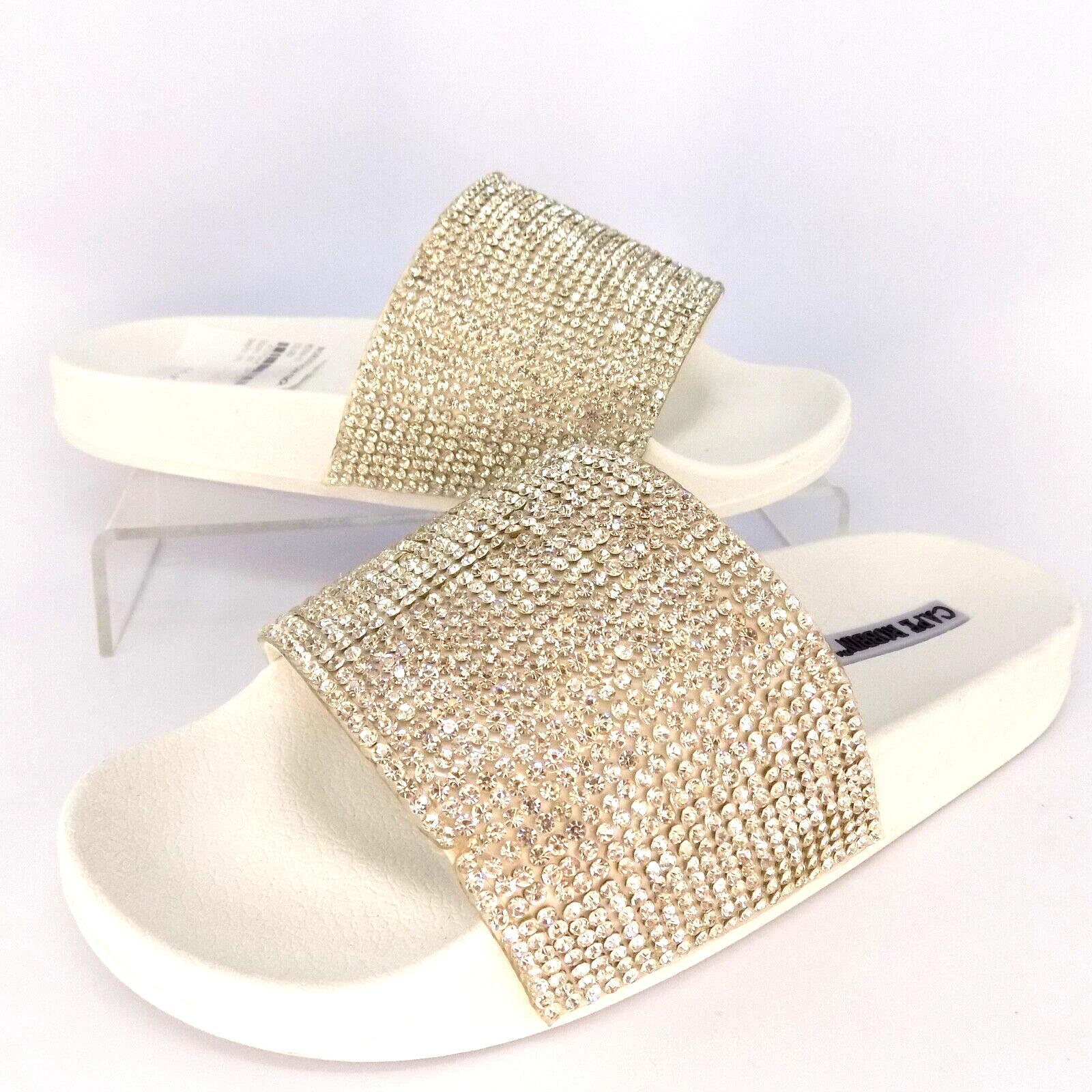 NEW! Cape Robbin Moira Slide Pool Fashion Sandals Women Size 6.0 M, White Silver