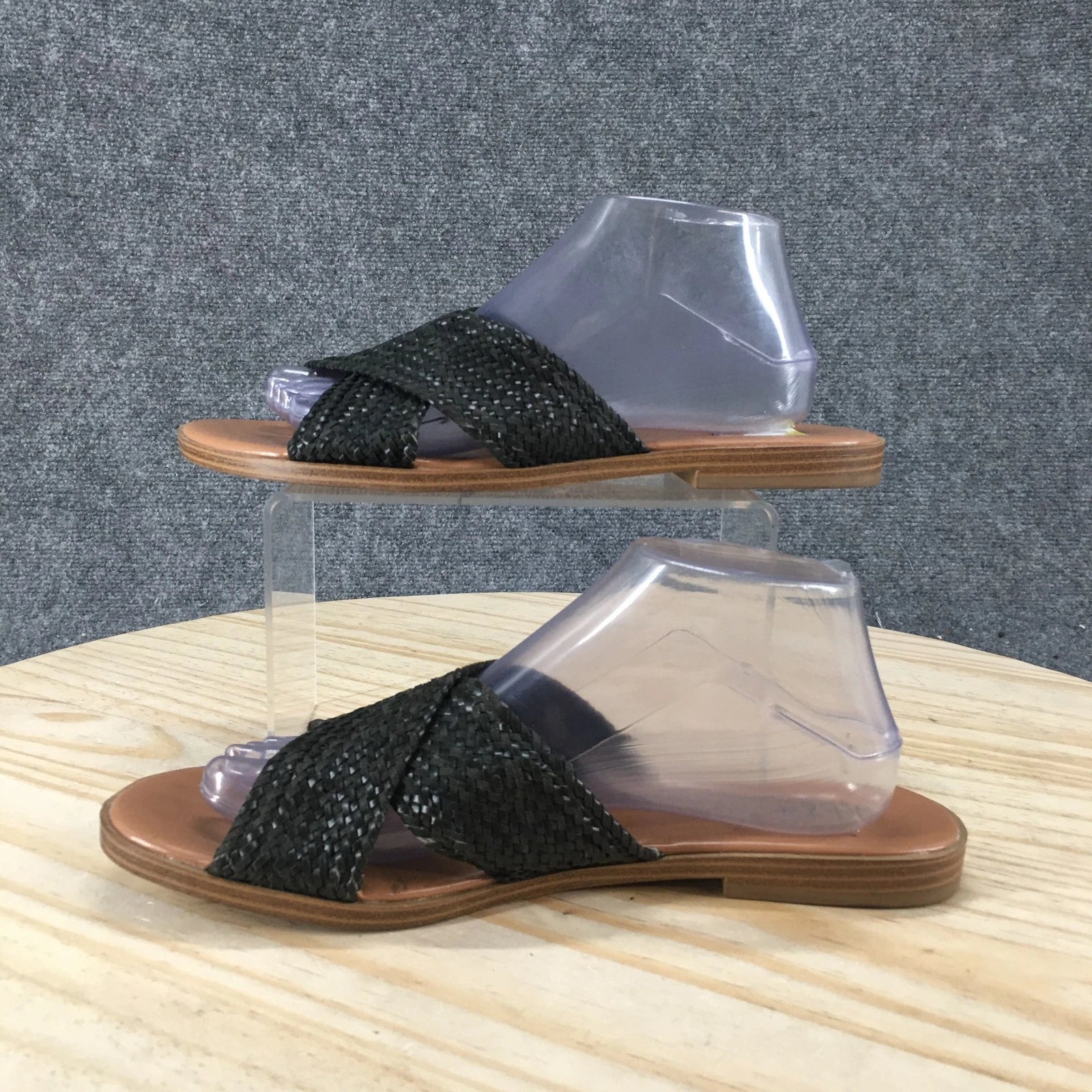 Style & Co. Sandals Womens 9.5 Shannonnp Slip On Slides Black Faux Leather NEW