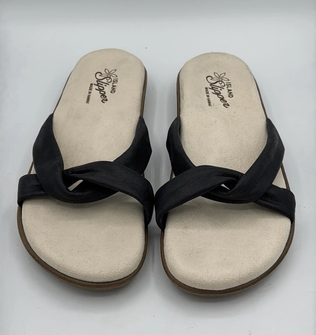 Island Slipper womens sandals black size 11 Hawaii.