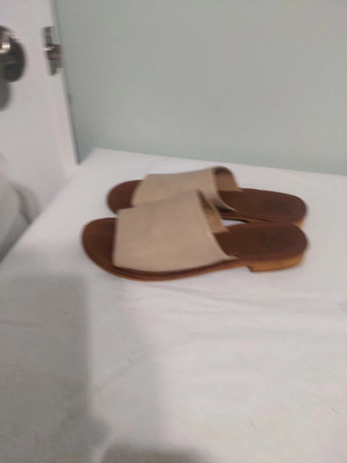 Beast Fashion Leather Slide Sandals Blush Color  Size 10