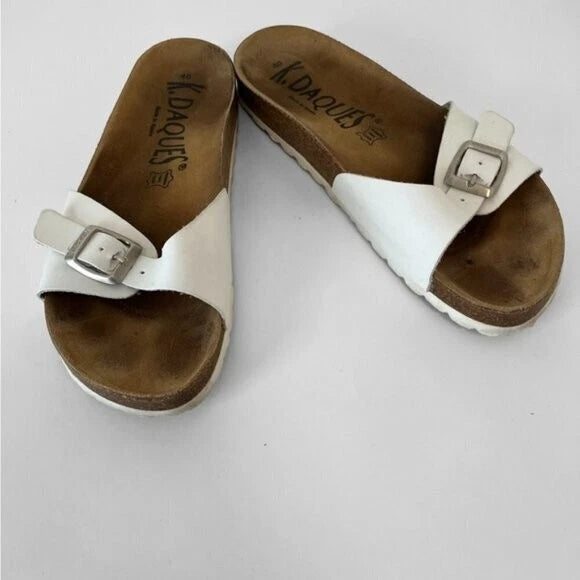 K. Daques “Madrid” Style Sandals in White Leather Size 40