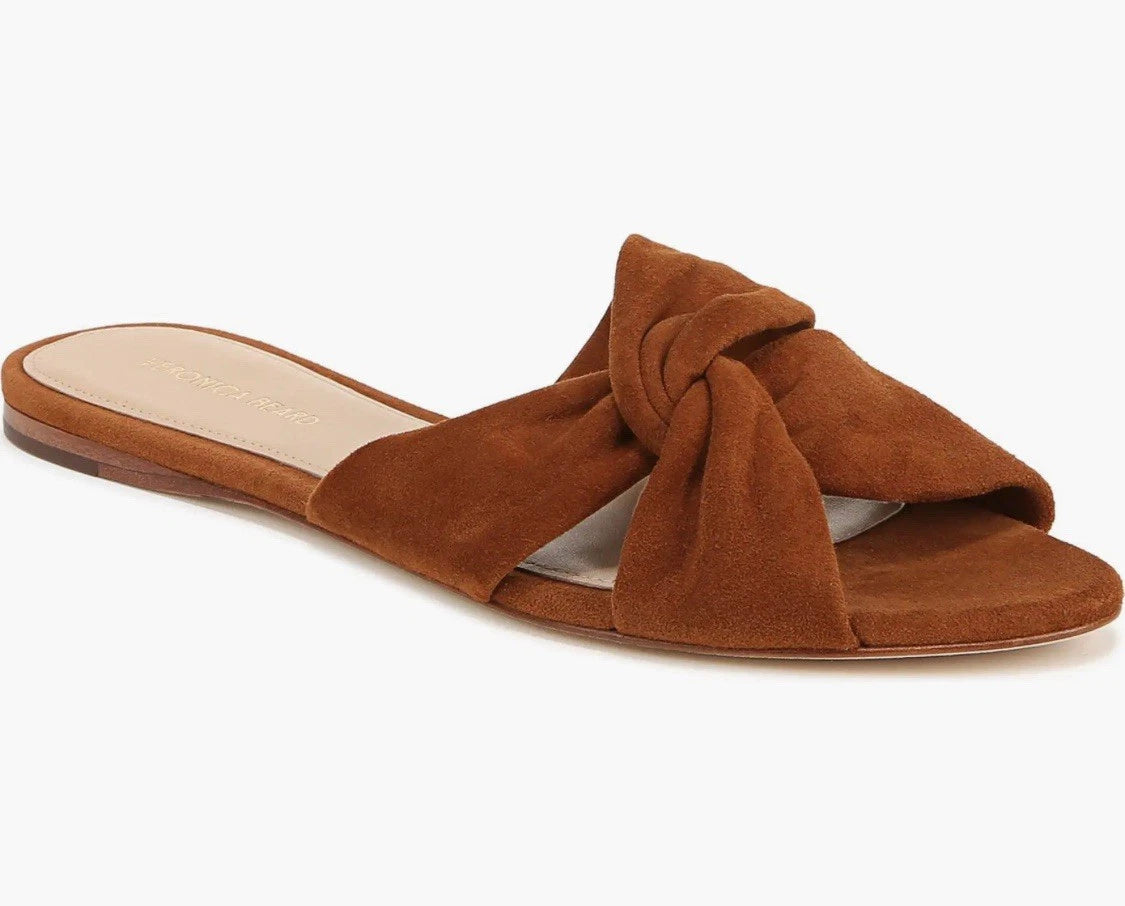 Veronica Beard Seraphina Twisted Slide Sandals Caramel Suede Women’s Size 6M
