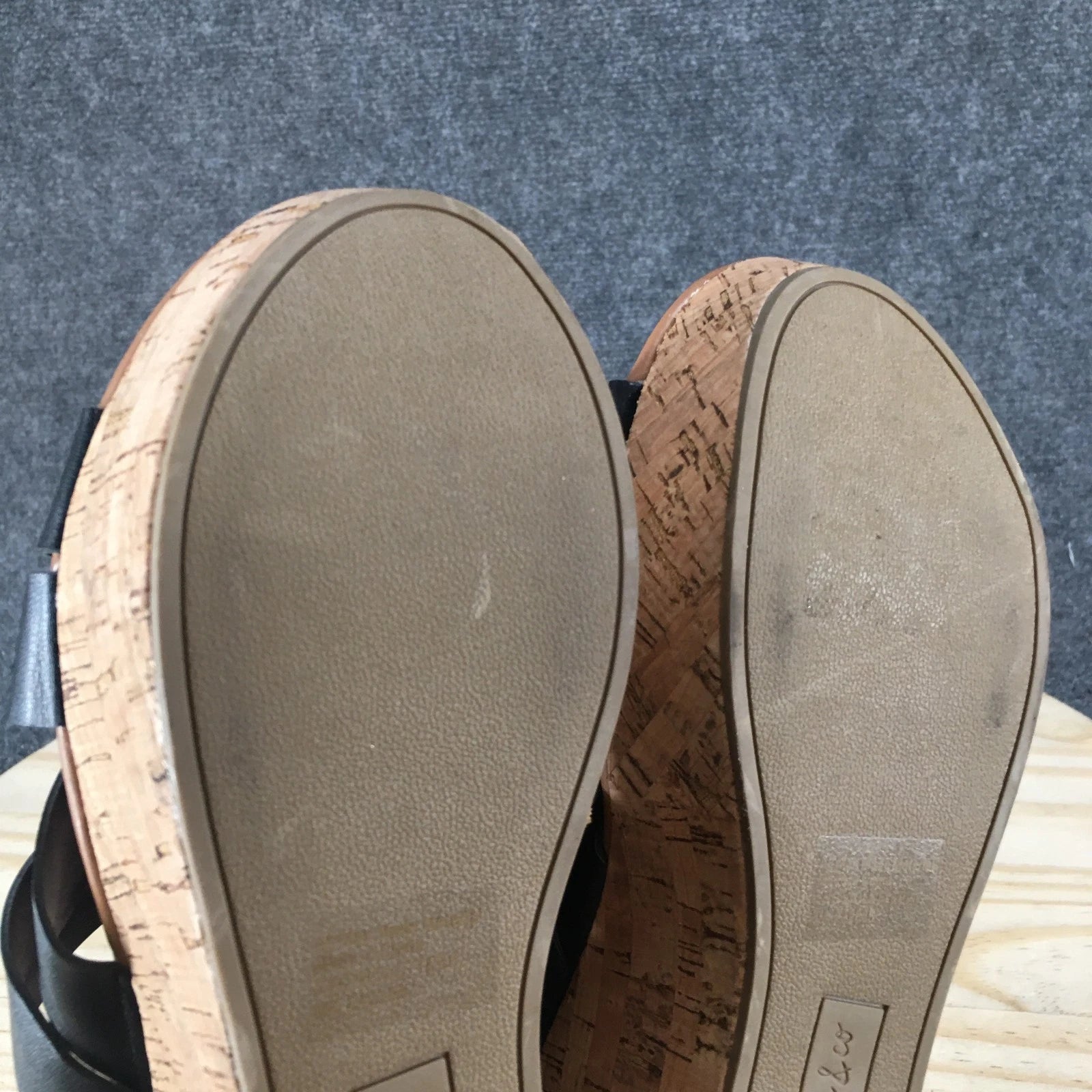 Style & Co. Sandals Womens 8 M Violette Wedge Slides Black Faux Leather Cork NEW