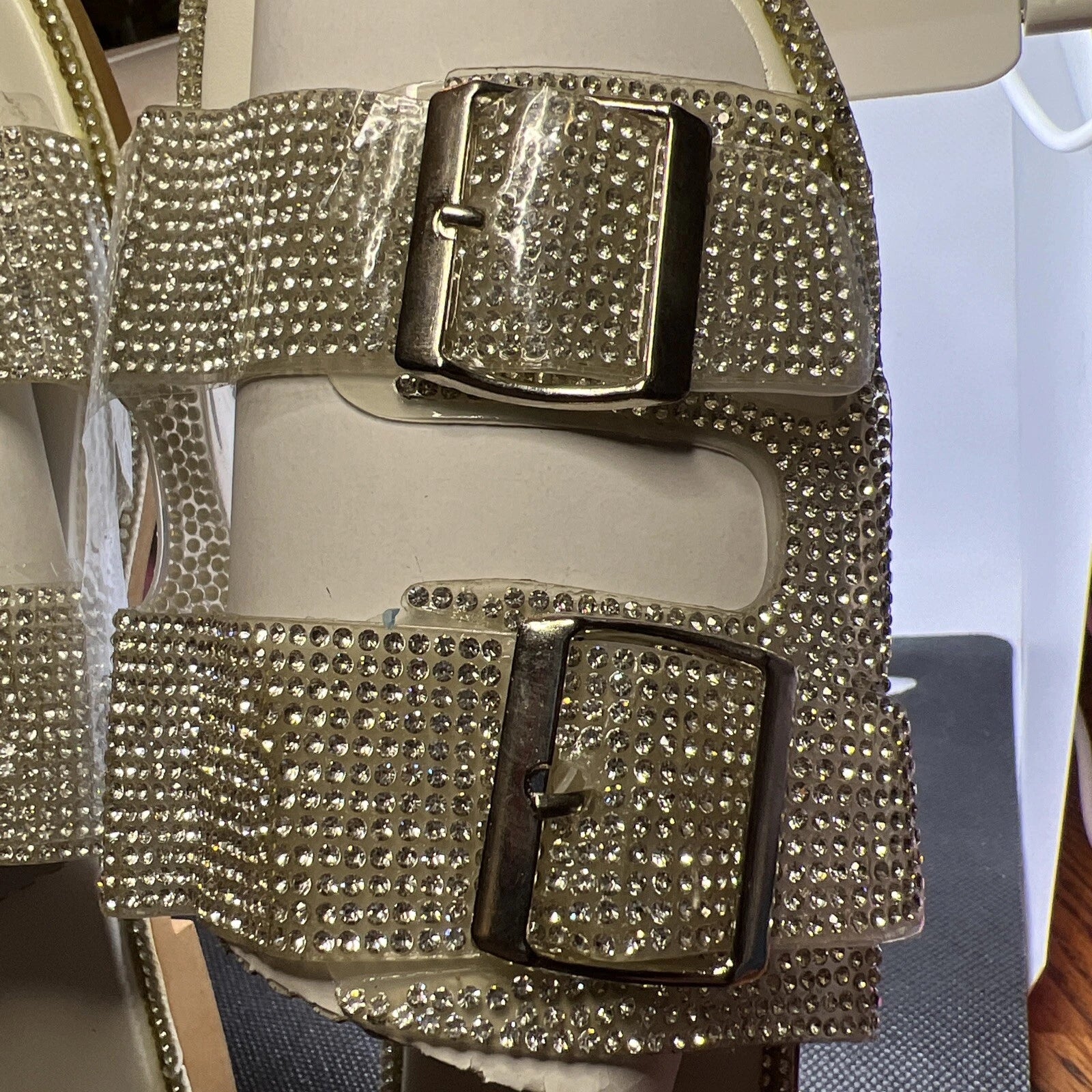 Ladies New Fashion, Rhinestone Sparkle Sandals Comfort Casual Flats Size 10