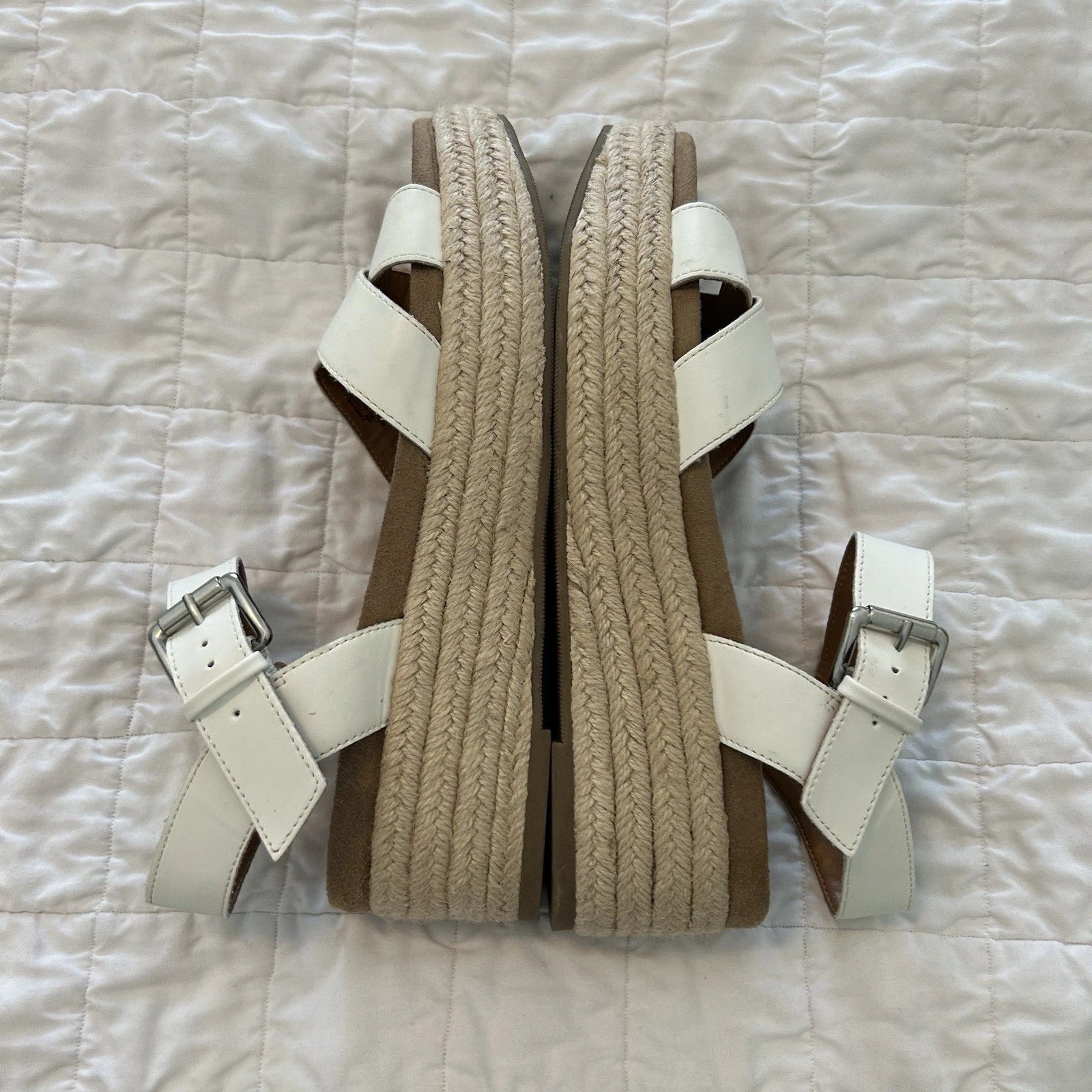 Style & Co Womens Wedge Strap White Slide Sandals Emberr 8 8M