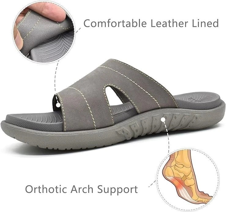 KuaiLu Womens Fashion Orthotic Slides Ladies Lightweight Athletic - Gray 8.5
