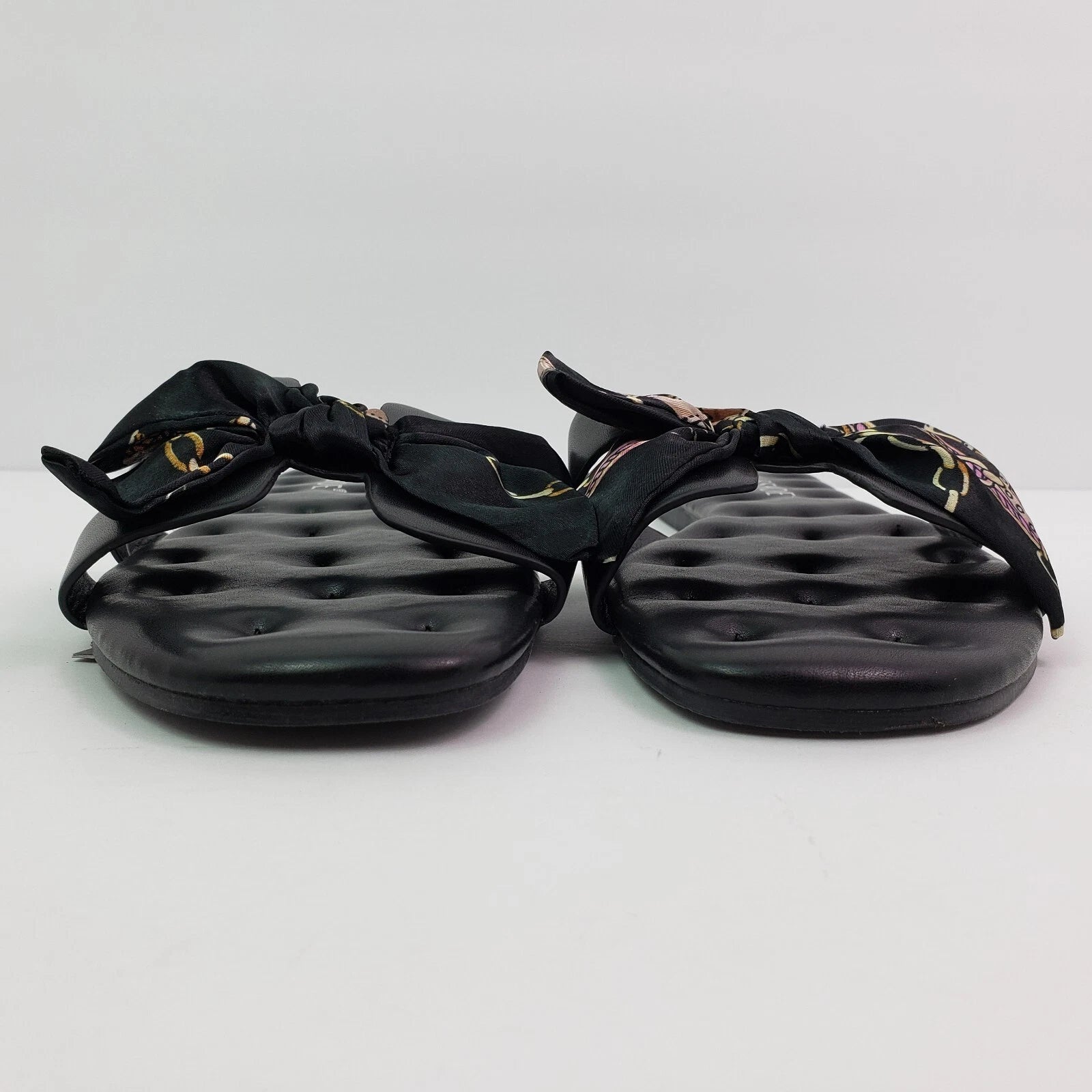 Musshoe Womens Size 9 Black Bow Slip On Formal Fashion Slide Flat Sandals