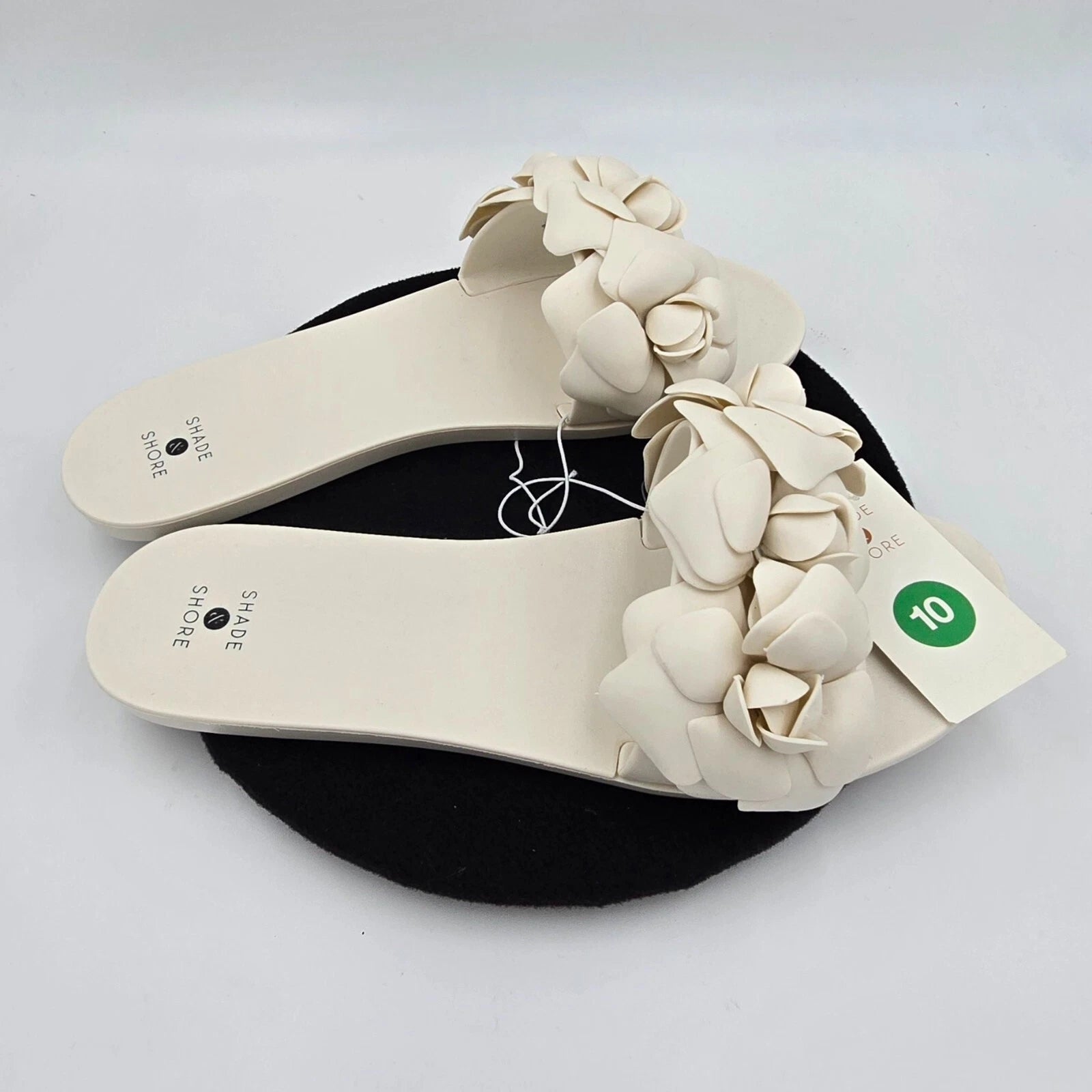 Shade & Shore Floral Slide on Women's Sandals Cream Jelly Style Size 10 - New