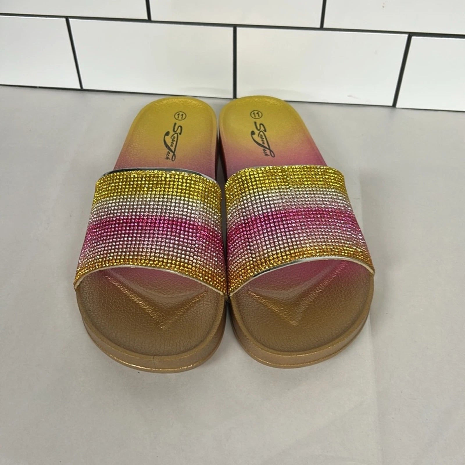 NIB Super Jack Boutique Bling Rhinestone Fashion Slides Women’s Size 11