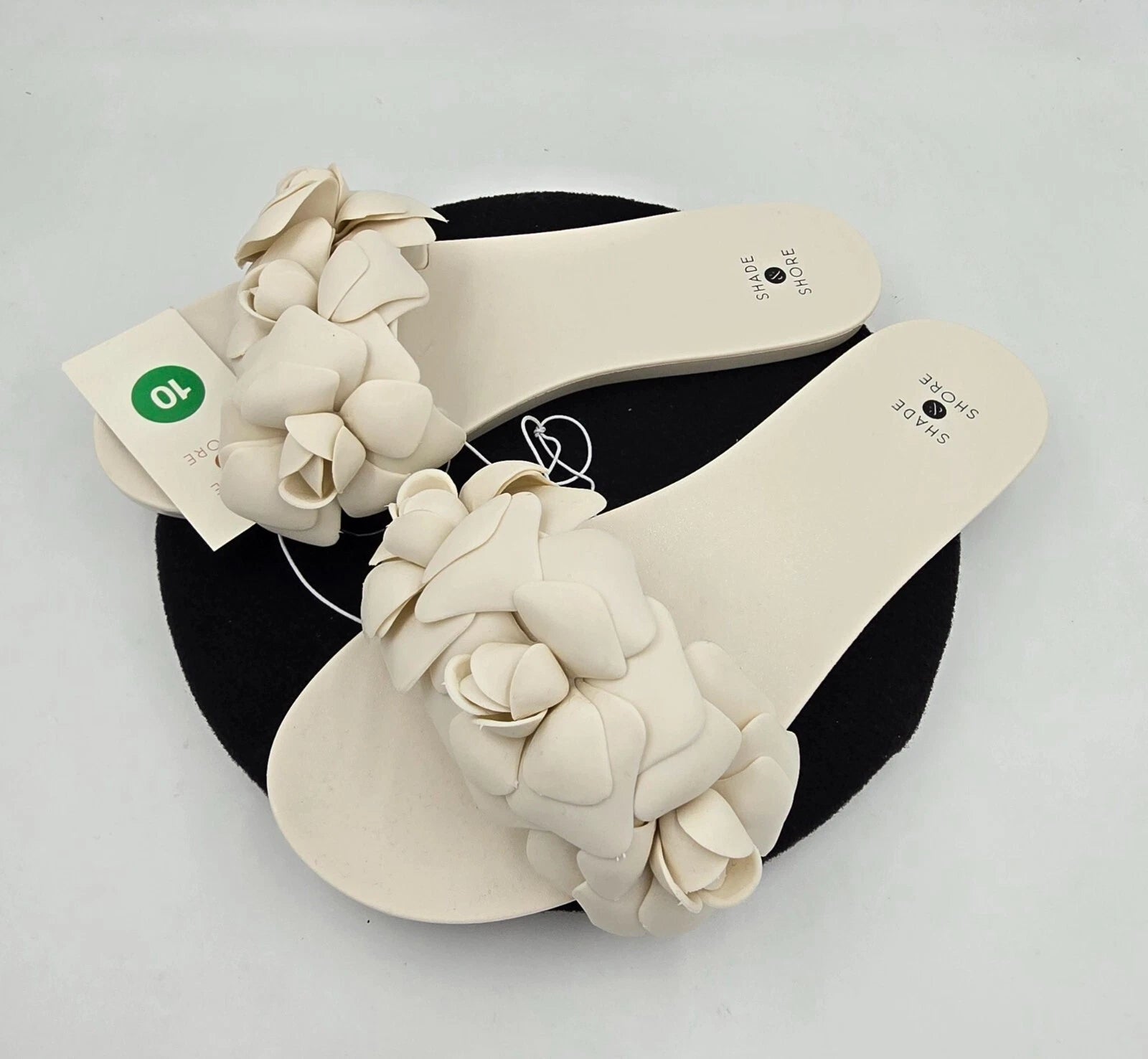 Shade & Shore Floral Slide on Women's Sandals Cream Jelly Style Size 10 - New