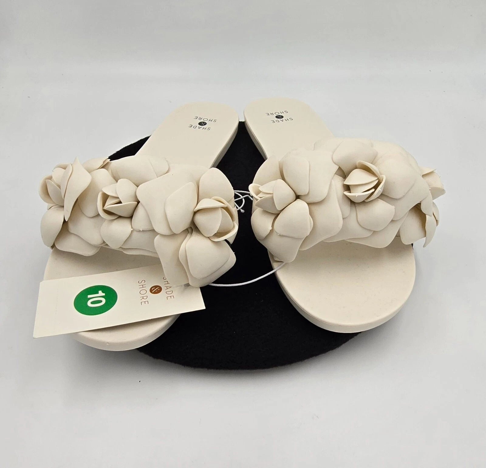 Shade & Shore Floral Slide on Women's Sandals Cream Jelly Style Size 10 - New