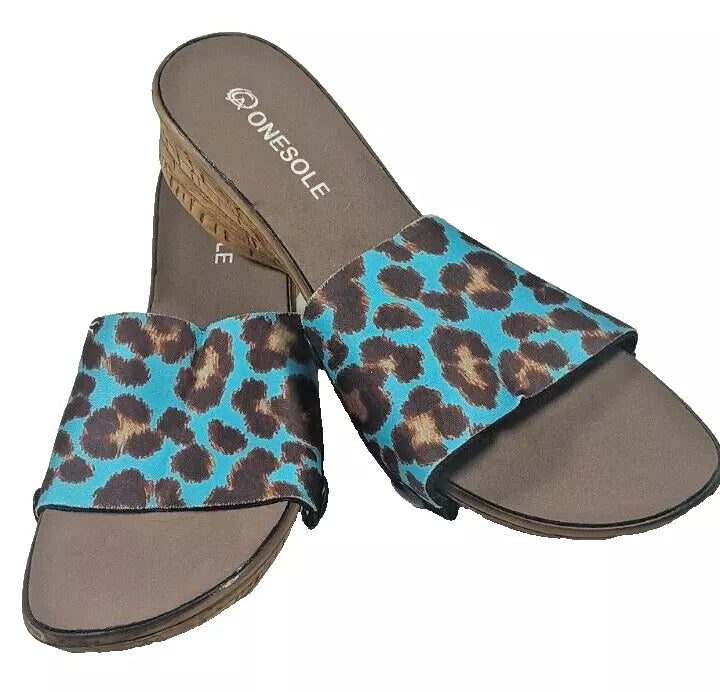 Onesole Quick Change Interchangeable Soft Step Cork Wedge Heels Shoe Sz 8