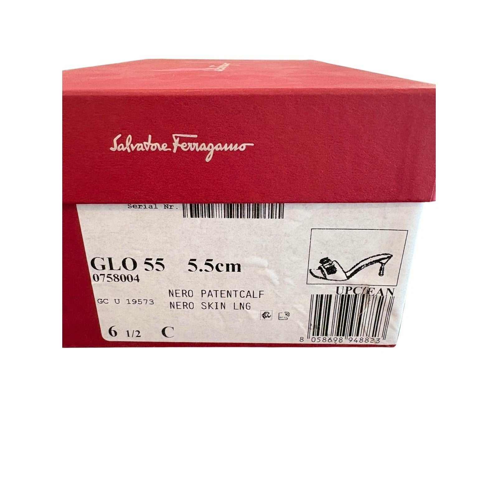 Salvatore Ferragamo Glo Sandals Kitten Heel Vara Bow Slide Patent Leather Sz 6.5