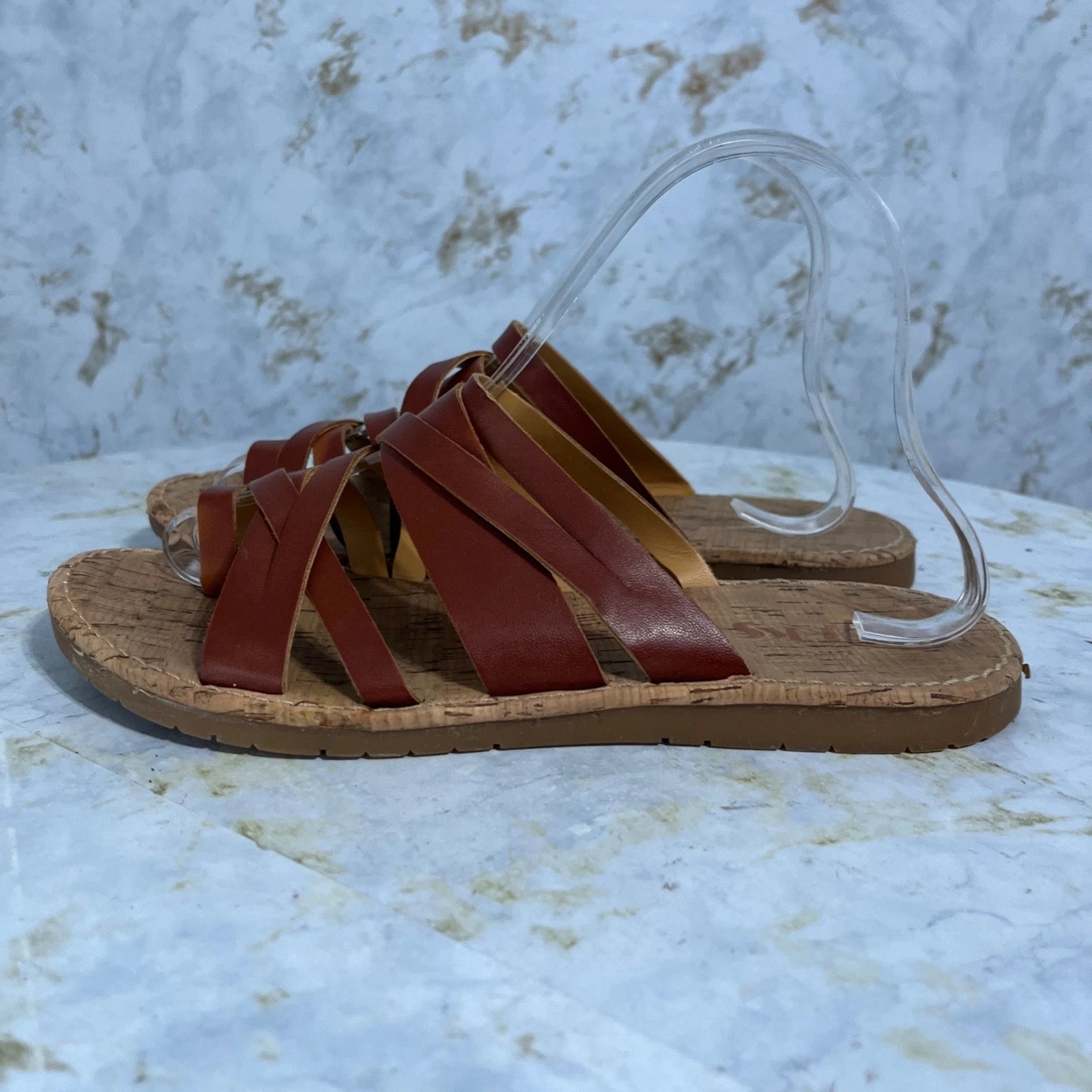 Korks Kork Ease Women's Sz 8M Shoes Brown Strappy Slides Comfort Fashion Sandals