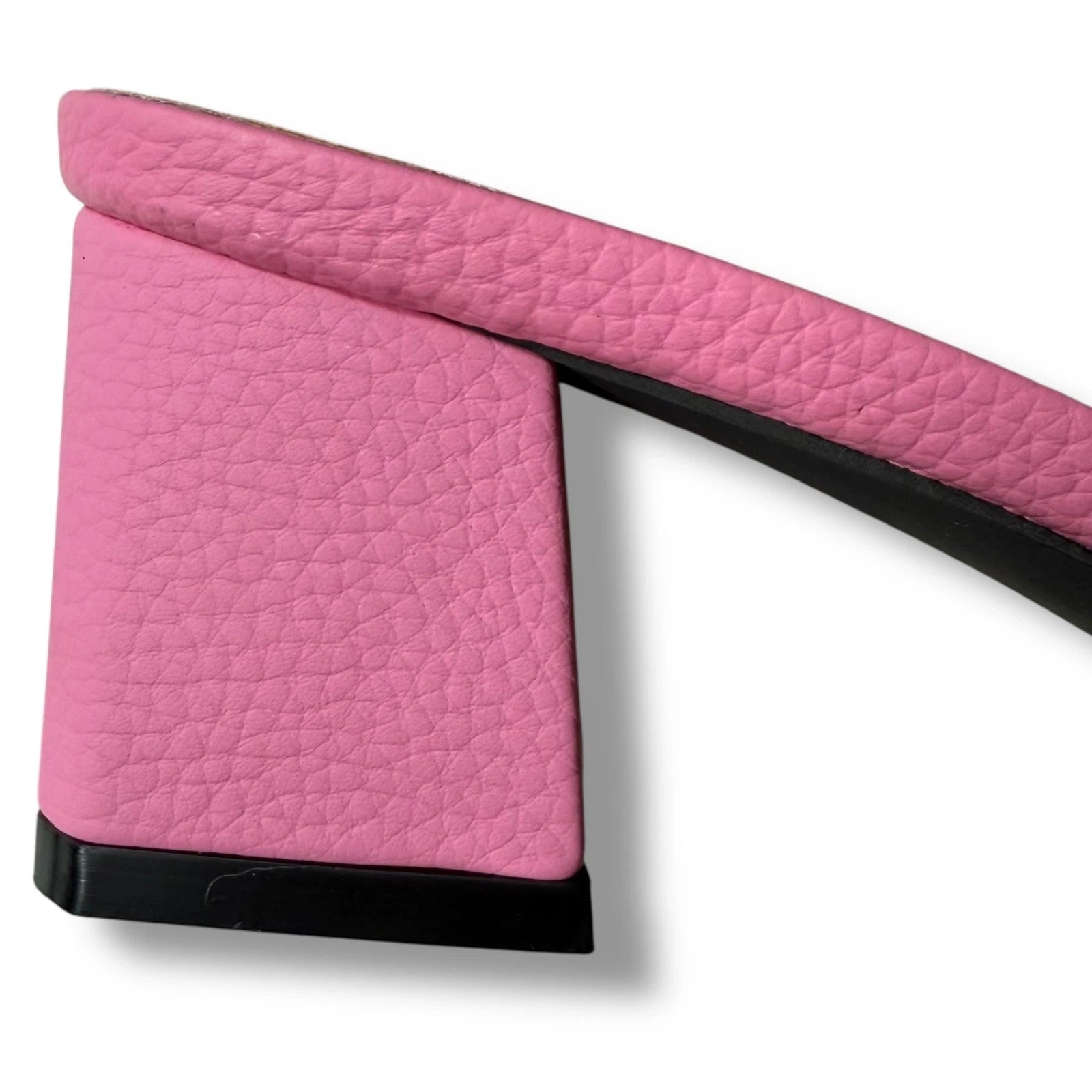 Pink Flower Sandals Slide Clear transparent Strap Block Heels Women's Sz 40/9