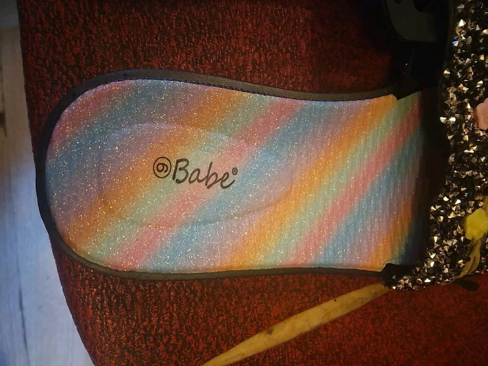 Babe's Rainbow Floral Black Fashion Women's Slides Slippers Size 6 (BRAND NEW)