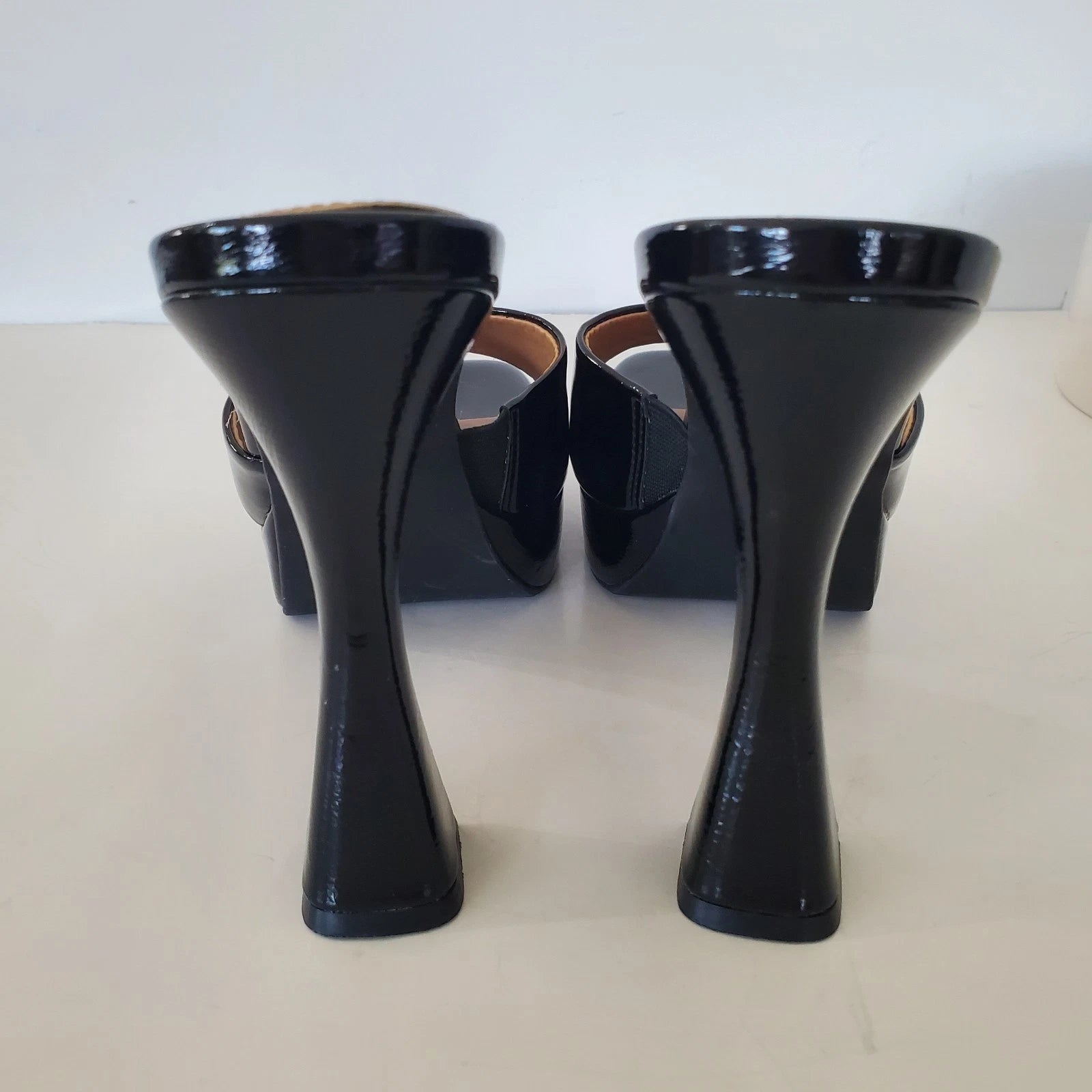 WILD PAIR 8.5 Rajaah 1" Platform 4 4/8" Flared Heel Slide Sandals Open Toe Sexy
