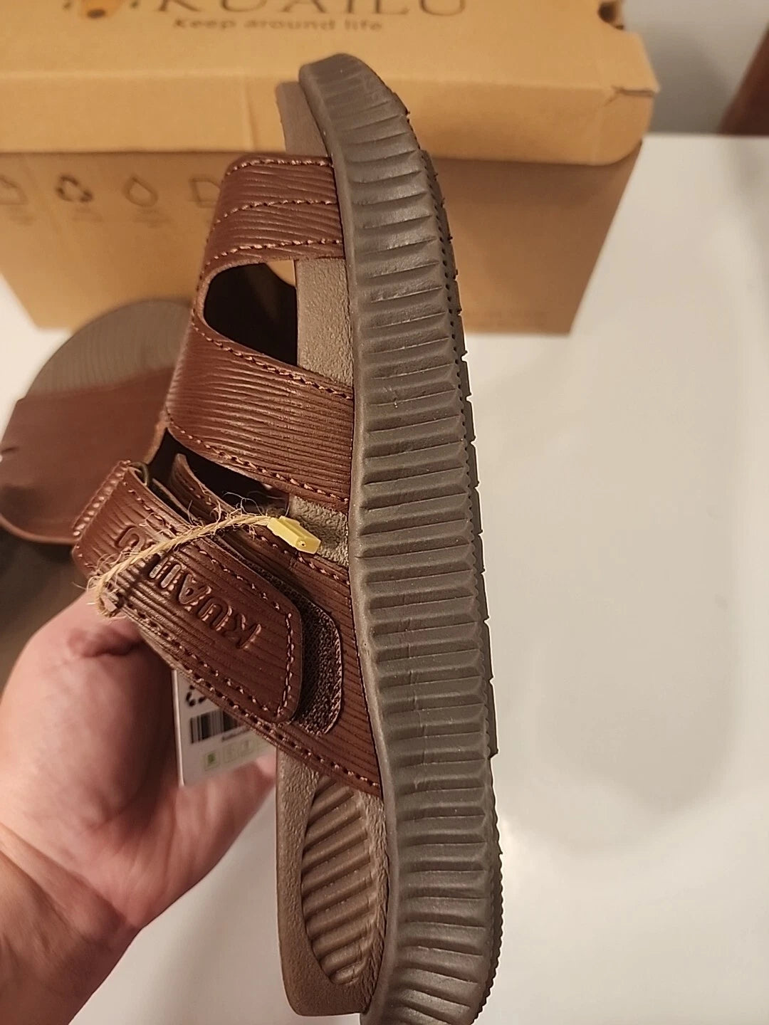 KUAILU Womens Fashion Orthotic Slides Sandals US 8 Arch Support Brown