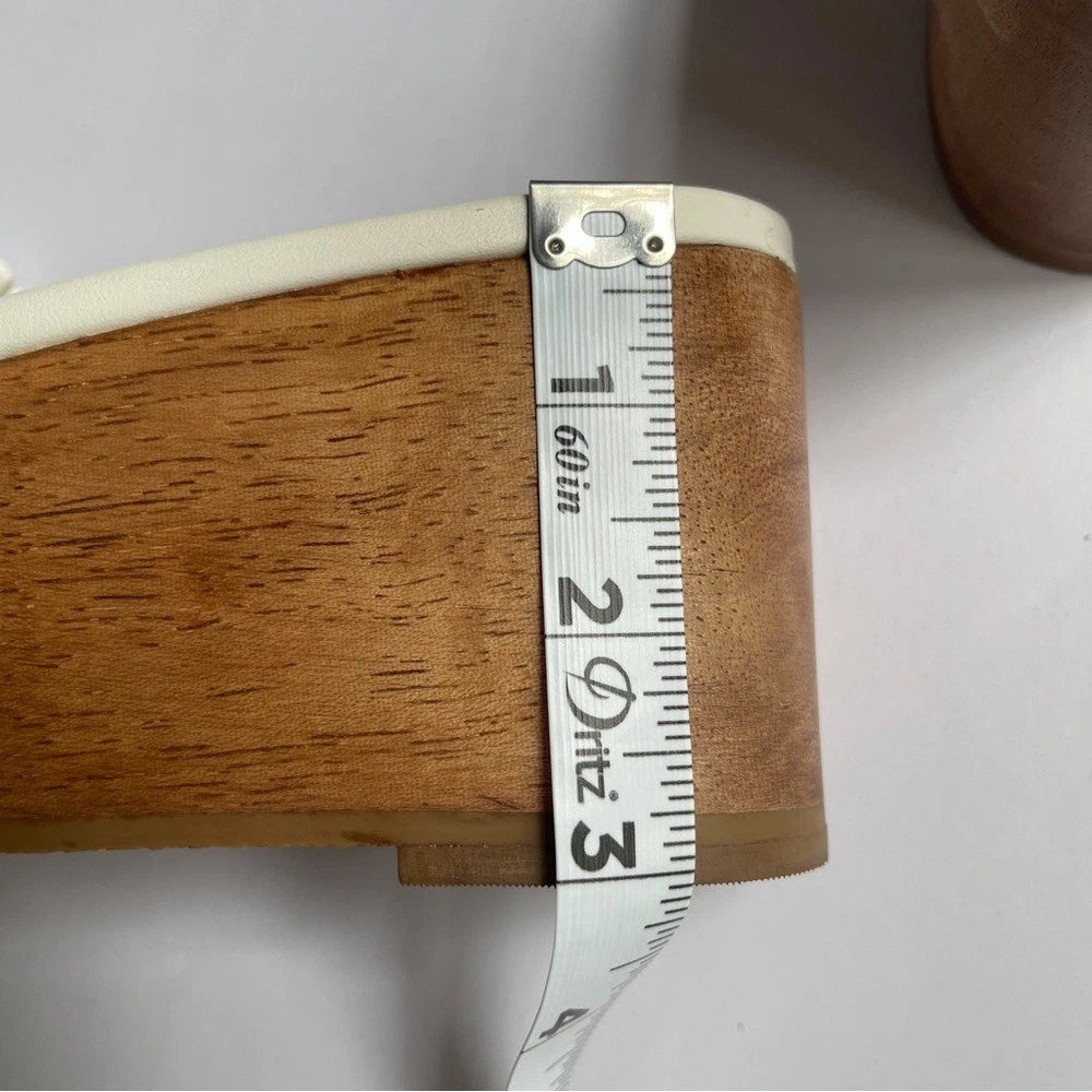 Jack Rogers Platform Wedge White Leather Sandals Size 9.5M Rory Style Scalloped