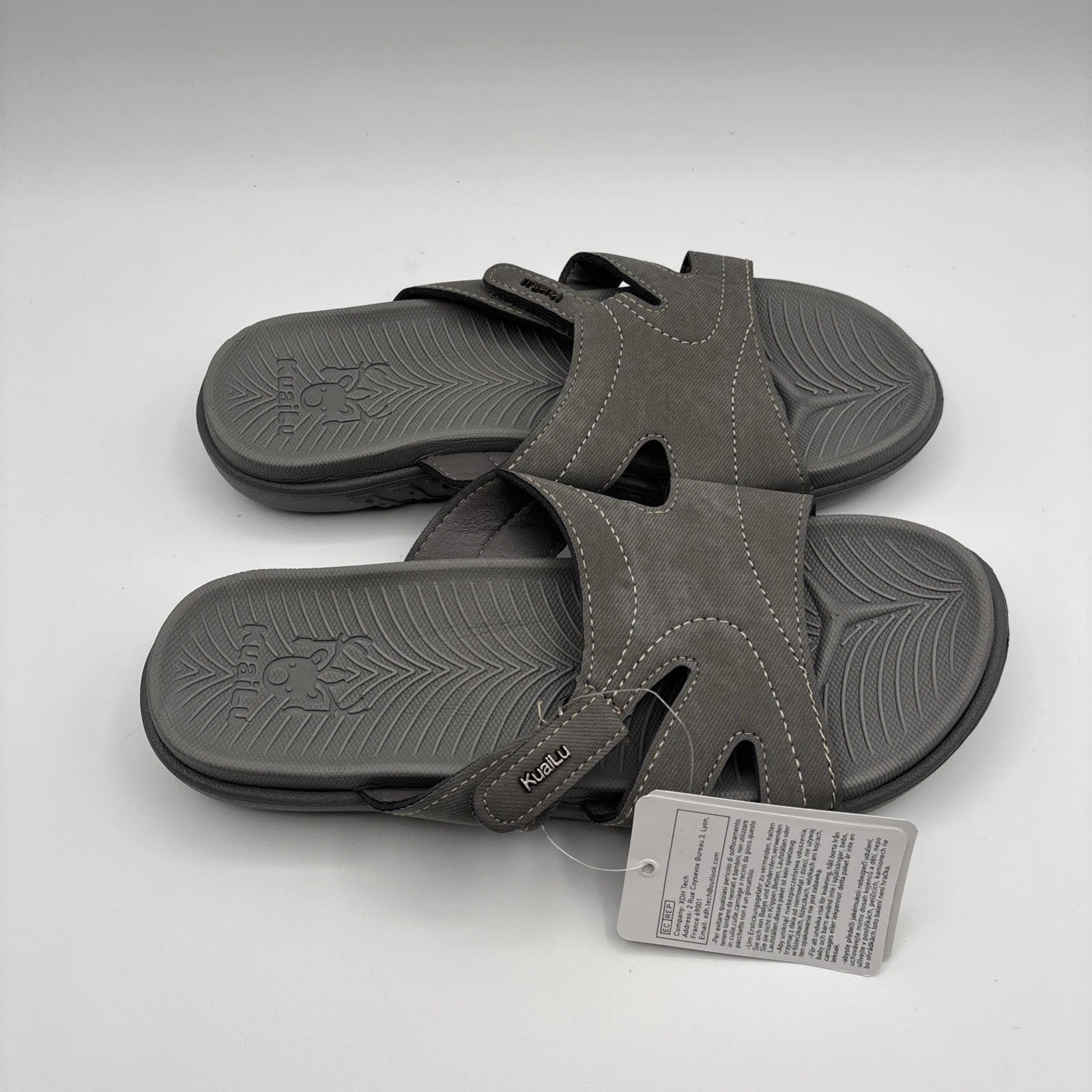 KuaiLu Womens Fashion Orthotic Slides Ladies Lightweight Athletic - Gray 8.5