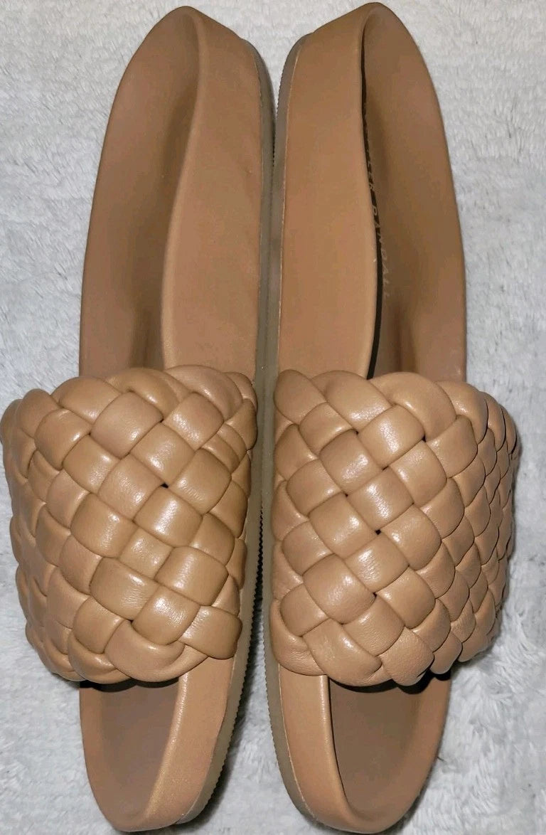LOFFLER RANDALL Braided Soft Leather Slide Sandals Sonnie, Sz 8B, New In Box