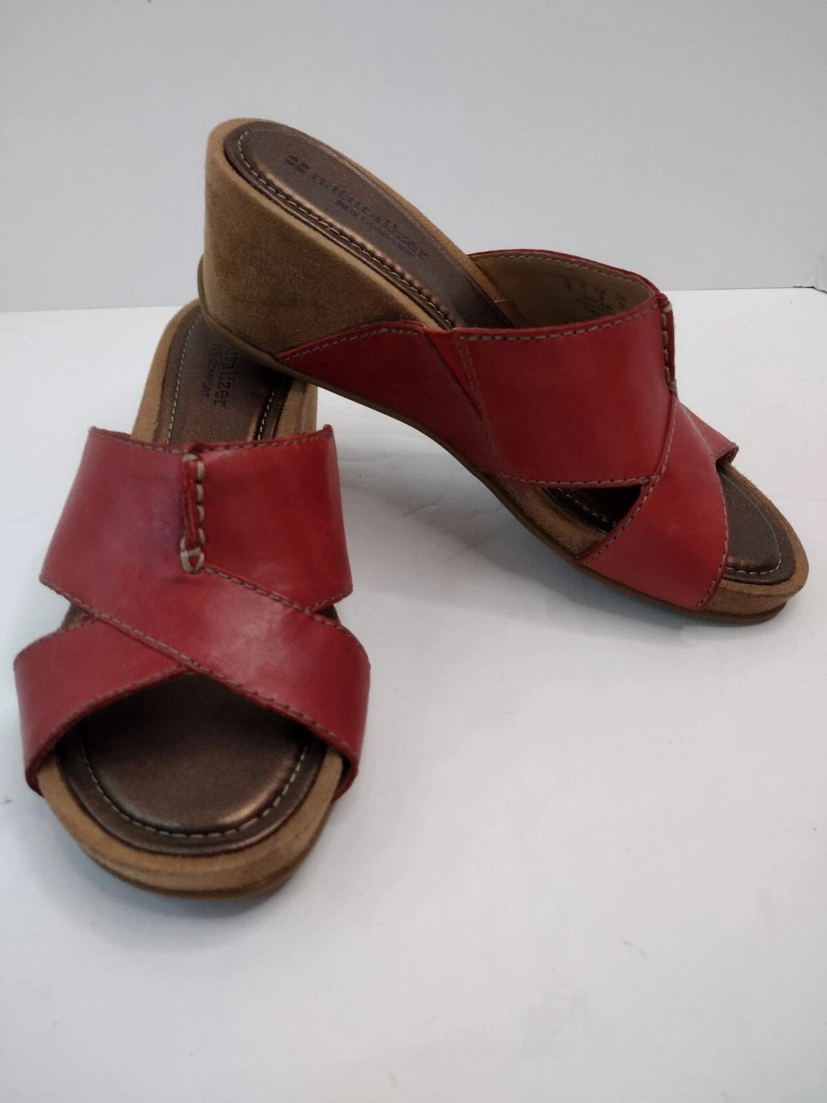 Naturalizer Pengo Style Cognac Color Slide Wedge Sandals.