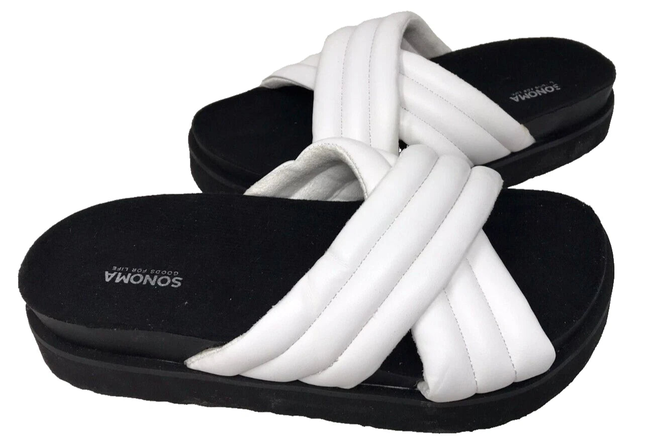 Sonoma Women's Fusilli Platform Slip On Comfort Slides Sandals Wht Size:7.5 200R