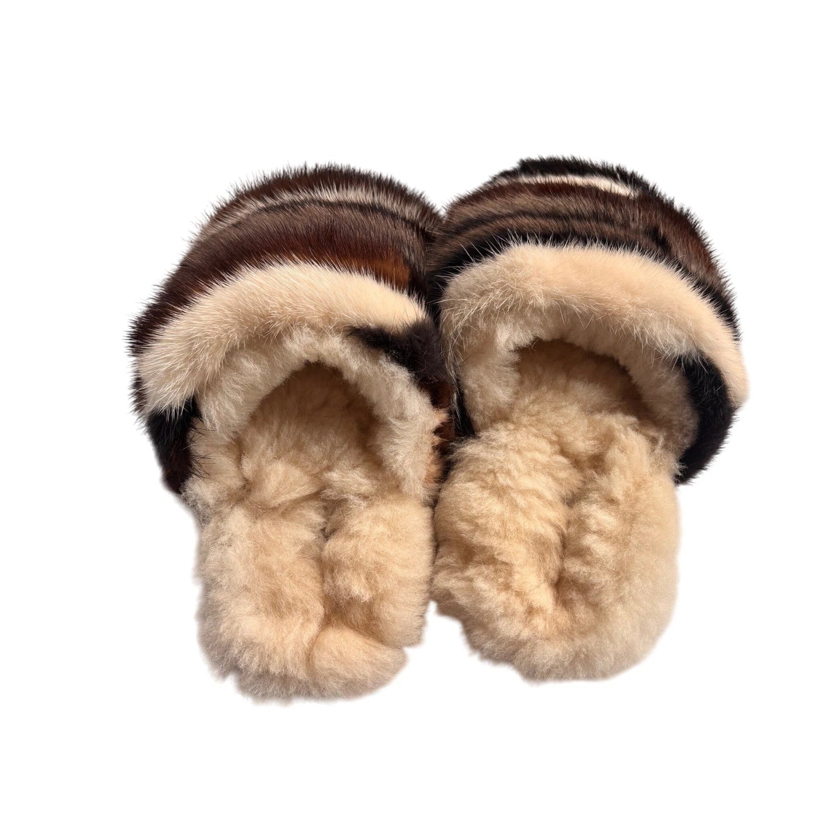 Mou Furry Striped Slides Women's Mules Fashion Sandals