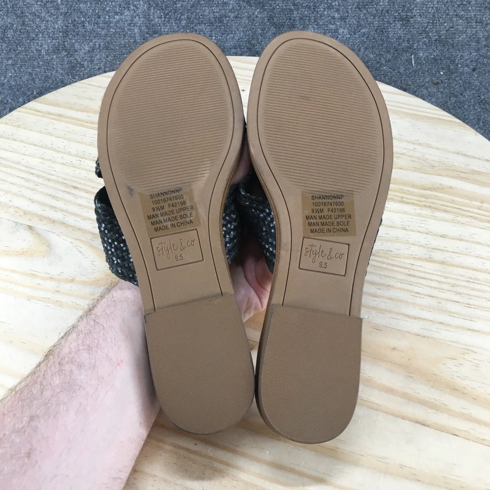 Style & Co. Sandals Womens 9.5 Shannonnp Slip On Slides Black Faux Leather NEW