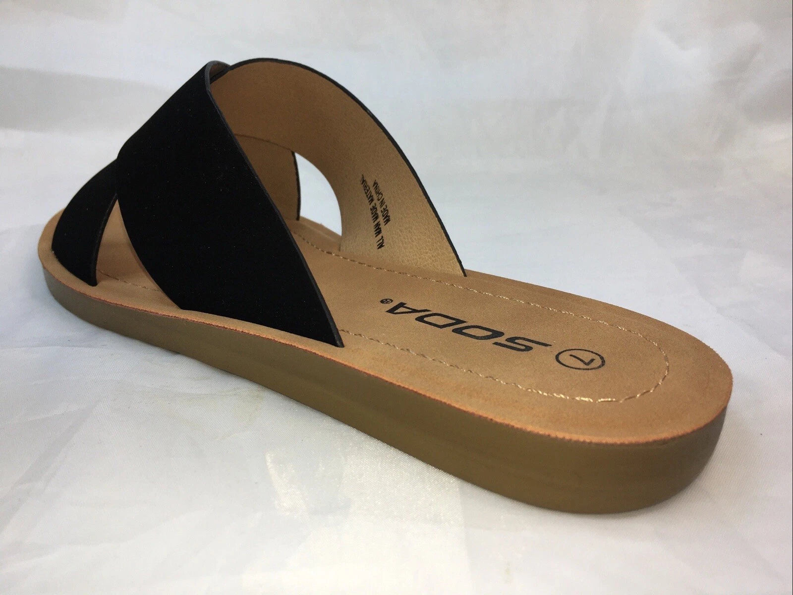 SODA-REFLECT-S NUBUCK PU X BANDS Flat Slide CASUAL Fashion Women Sandal Slip On