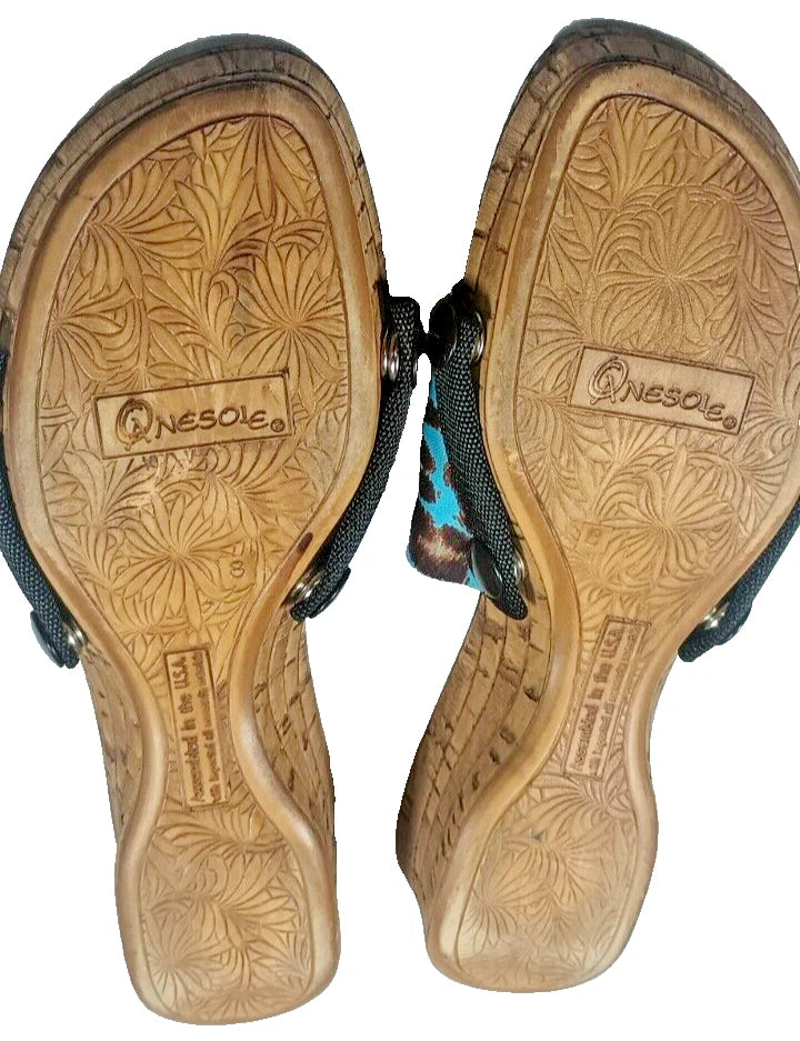 Onesole Quick Change Interchangeable Soft Step Cork Wedge Heels Shoe Sz 8