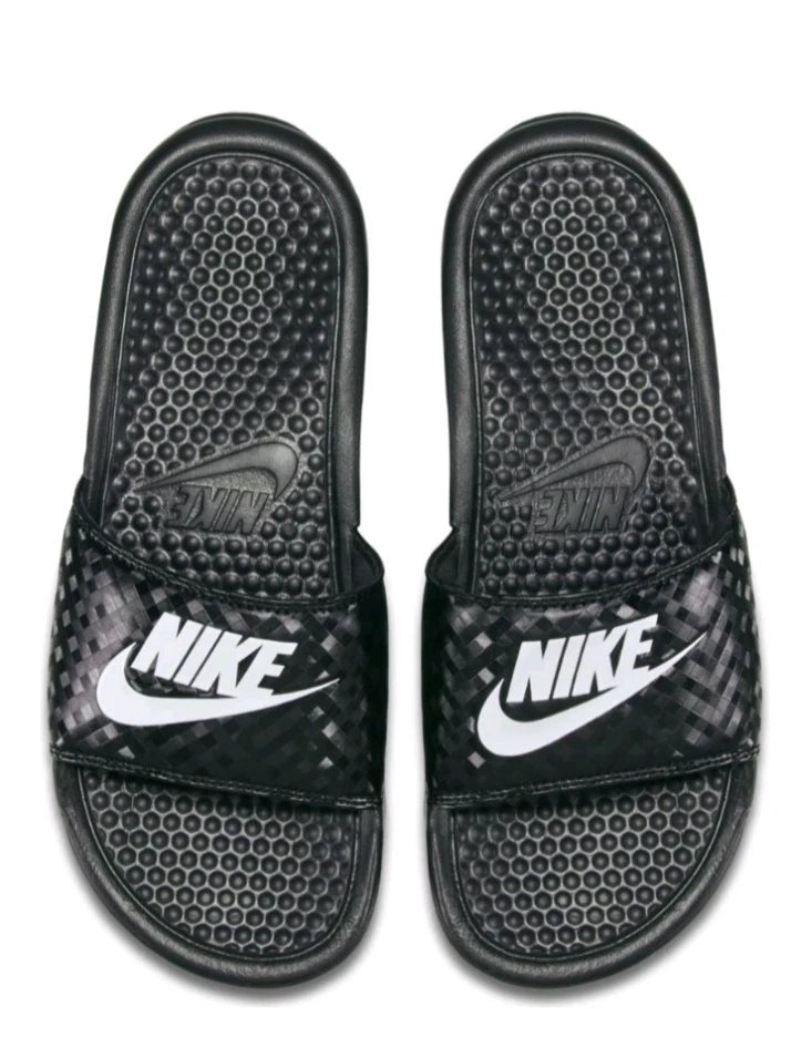 Nike Benassi Jdi Black White 343881-011 Women's # 6 Slide Sandals Gloss Fashion