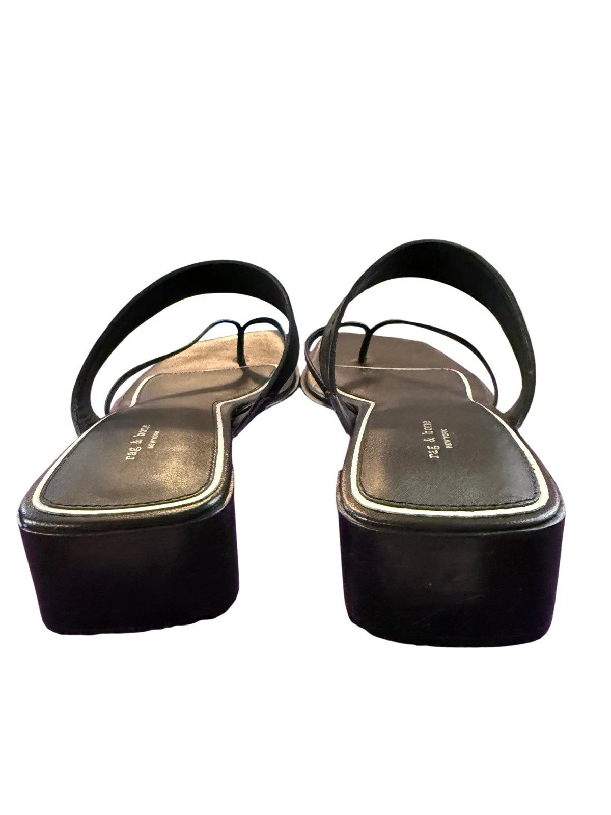 Rag & Bone Colt Sandals Slides Black -White  Thongs Shoes Sz 37.5 US 7