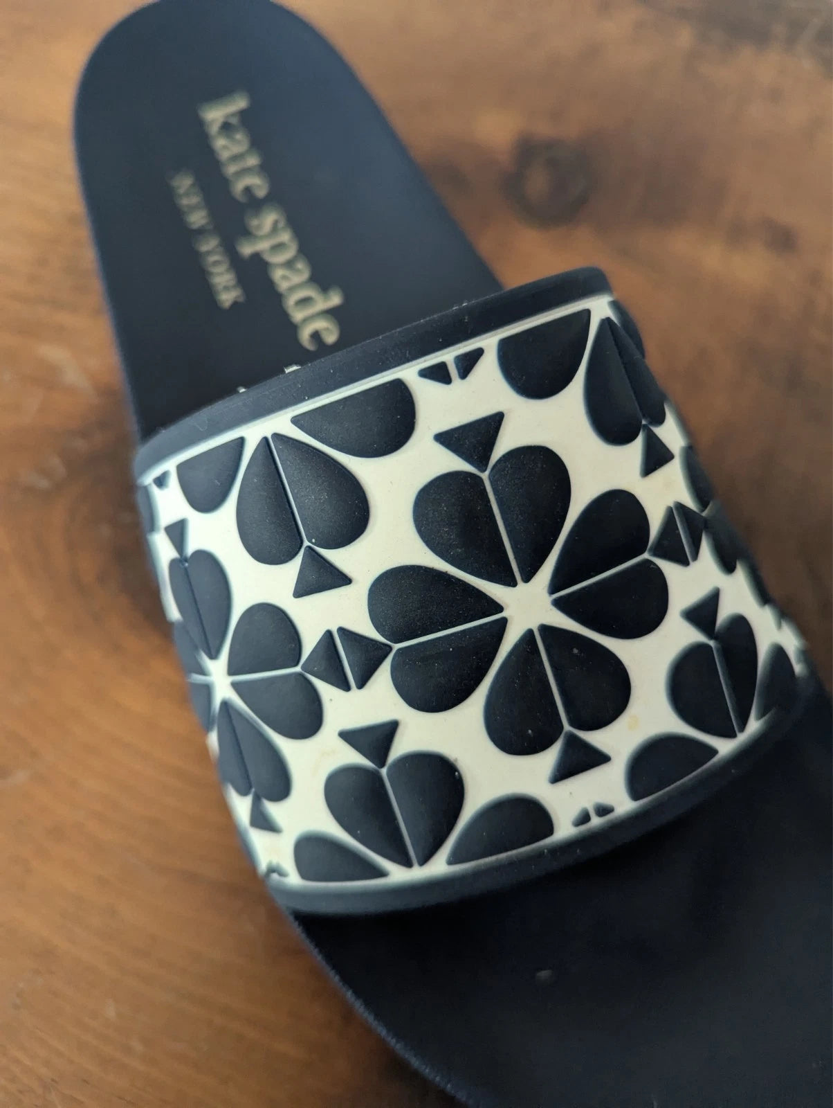 Kate Spade Olympia Slip On Logo Sandal Slides In navy blue Size 9B