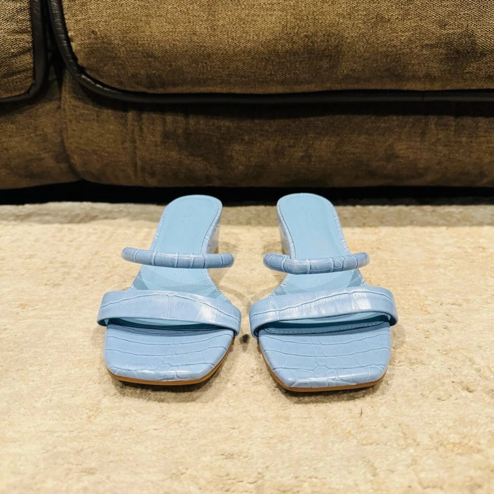 Song of Style fia sandal in Blue printed slide wedge sandal woman’s 10