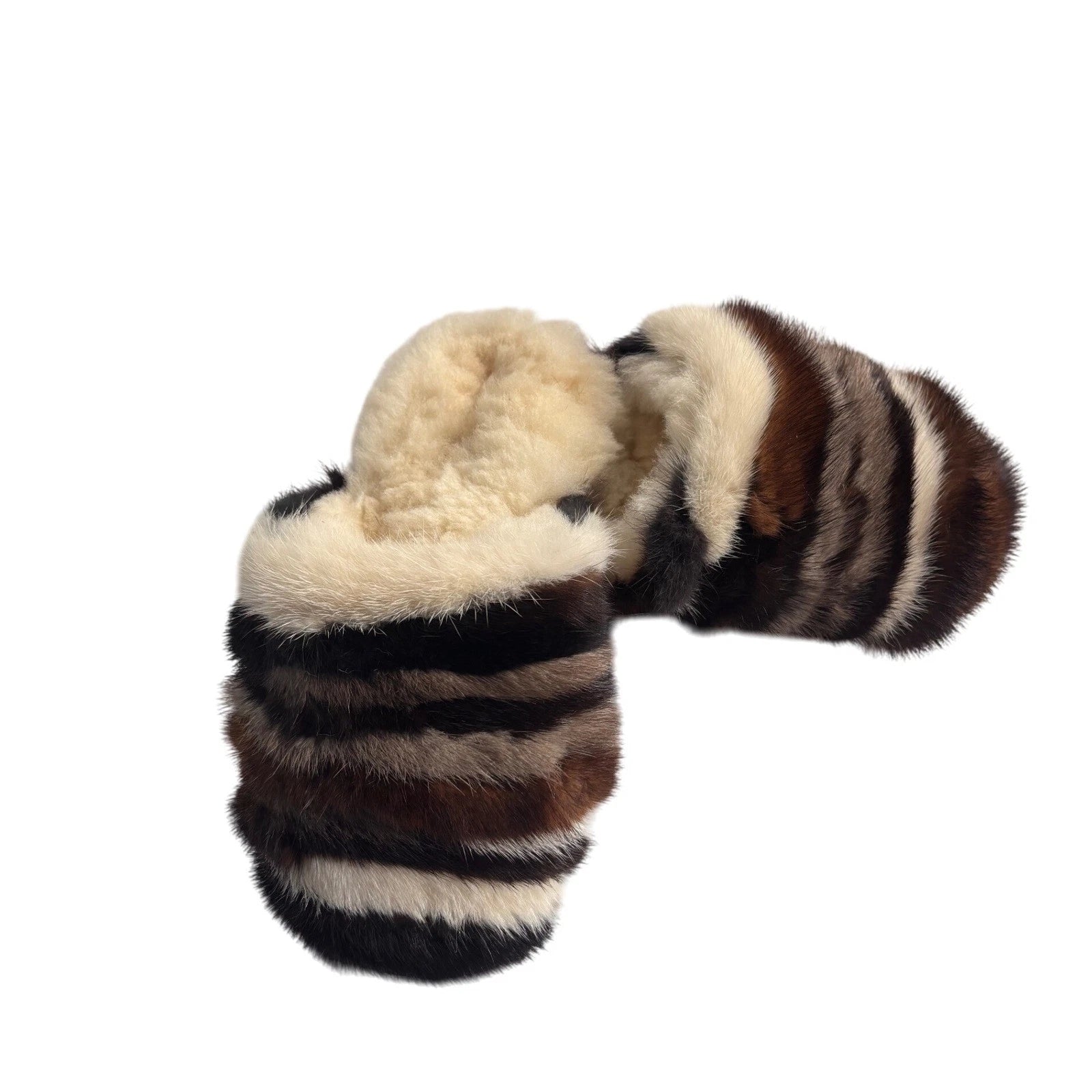Mou Furry Striped Slides Women's Mules Fashion Sandals