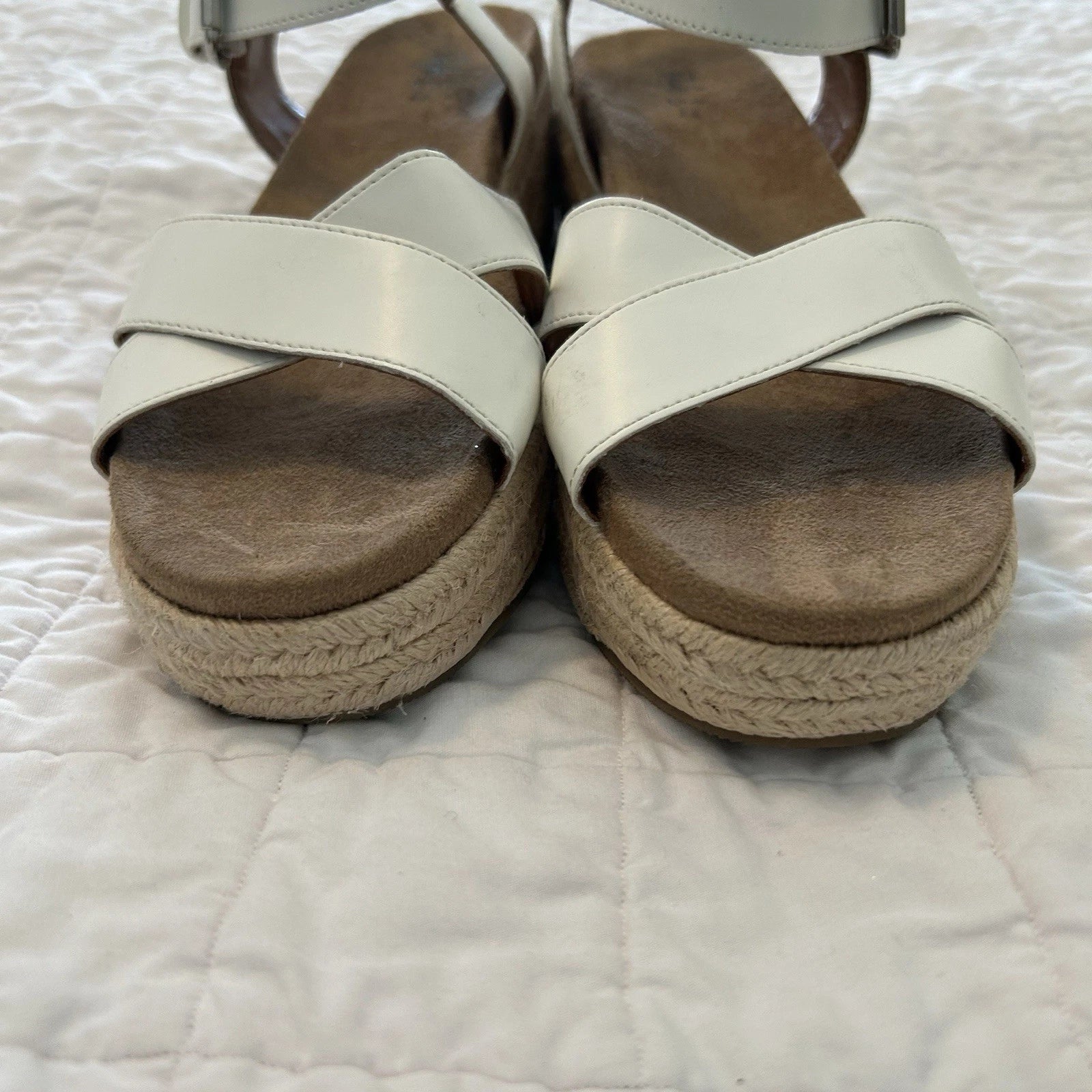 Style & Co Womens Wedge Strap White Slide Sandals Emberr 8 8M