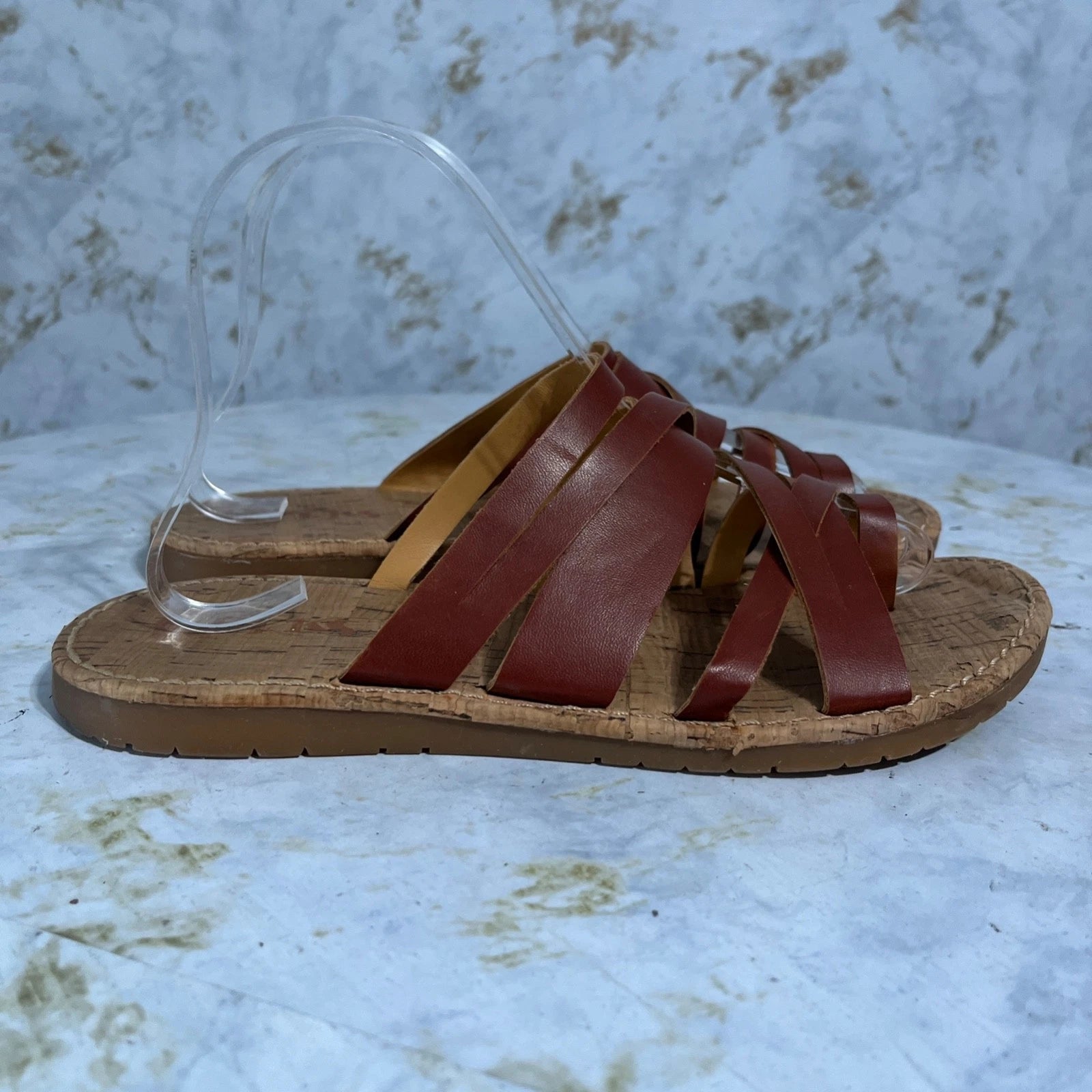 Korks Kork Ease Women's Sz 8M Shoes Brown Strappy Slides Comfort Fashion Sandals