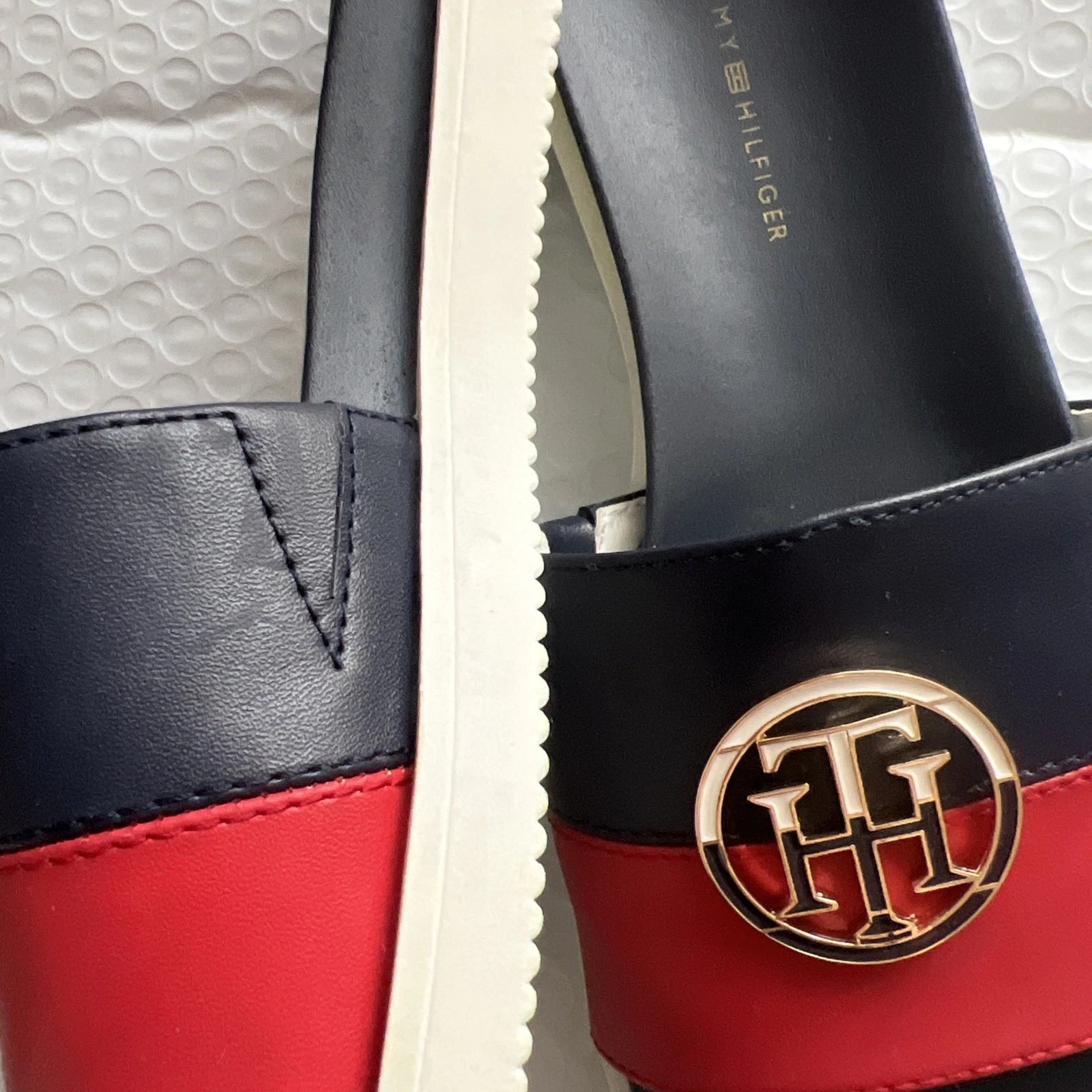 Tommy Hilfiger Blue & Red Souli Style Slide Sandals Women's Size 6M