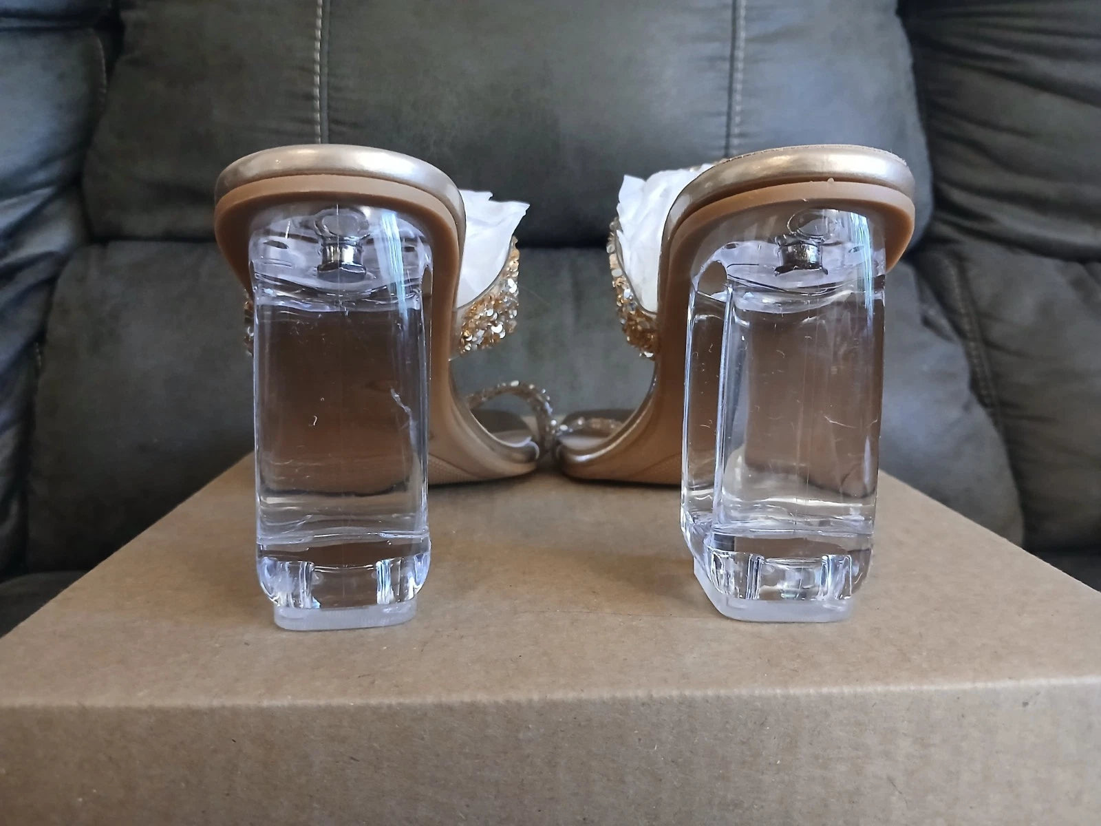 Sandal Heels Womens Slides BLING SPARKLE FASHION Heels NEW EU 42 USA 10 #1075