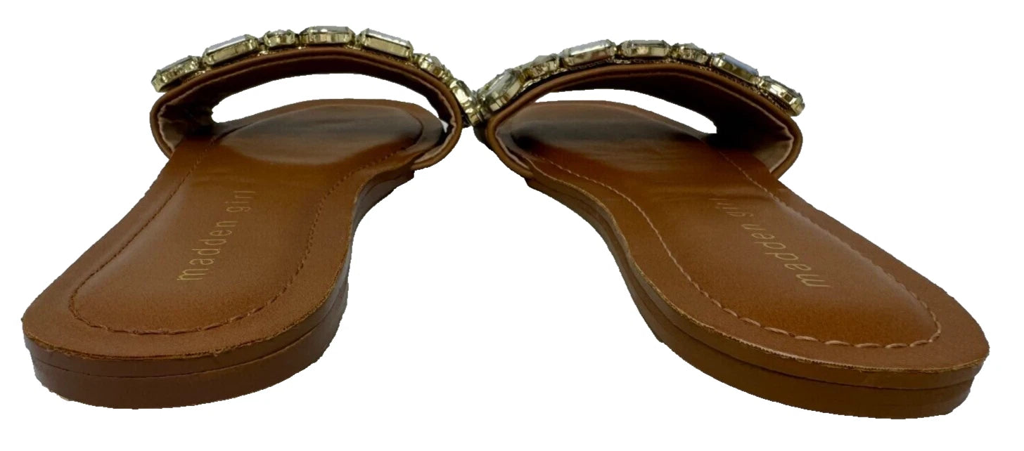 Madden Girl Women's Dazzlle Slip On Comfort Sandals Brown Size:7 196T