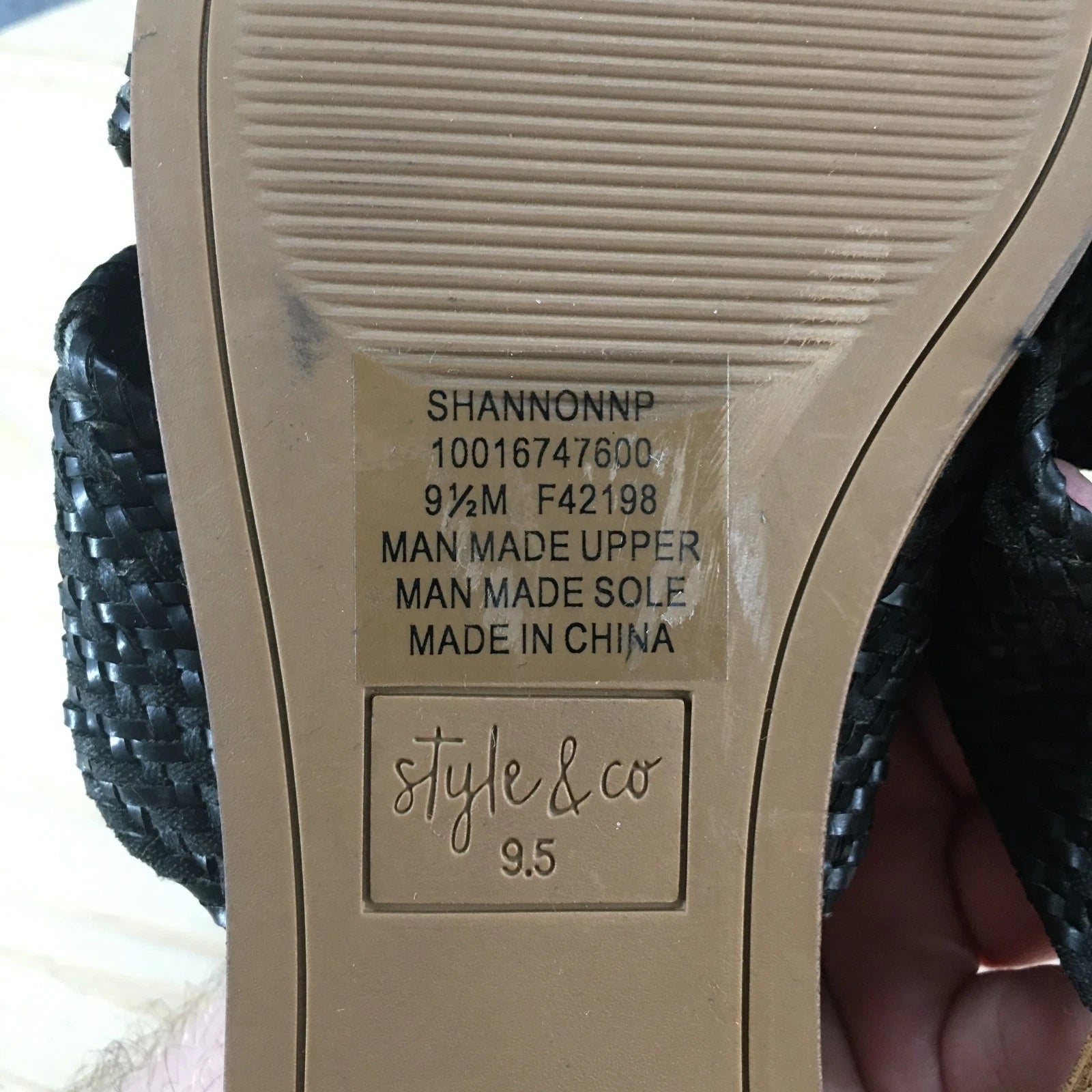 Style & Co. Sandals Womens 9.5 Shannonnp Slip On Slides Black Faux Leather NEW