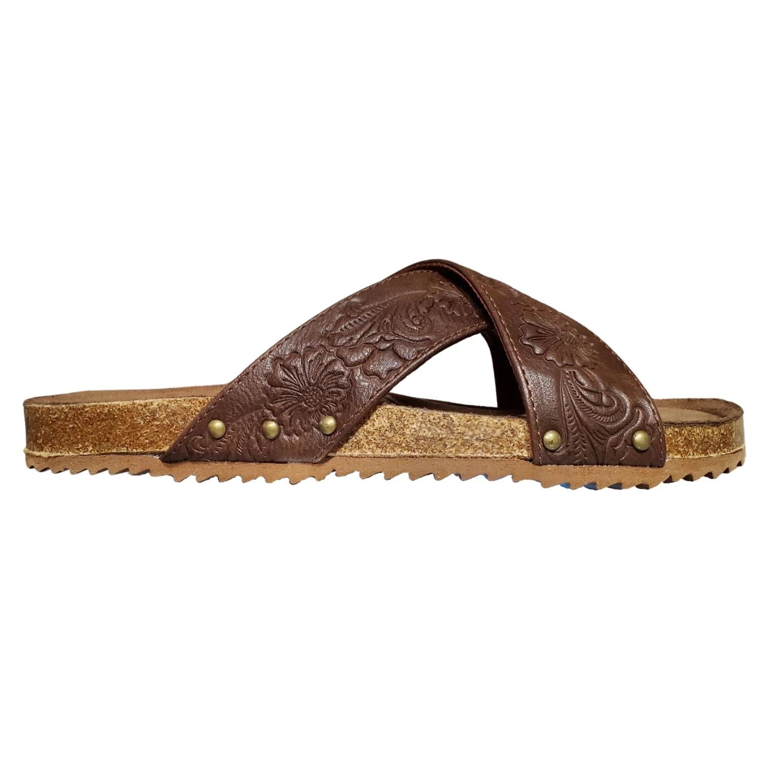 Very G Womens Jaycee 2 Floral Embossed Fashion Slide Sandal, Brown