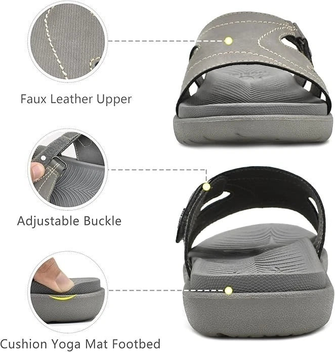 KuaiLu Womens Fashion Orthotic Slides Ladies Lightweight Athletic - Gray 8.5