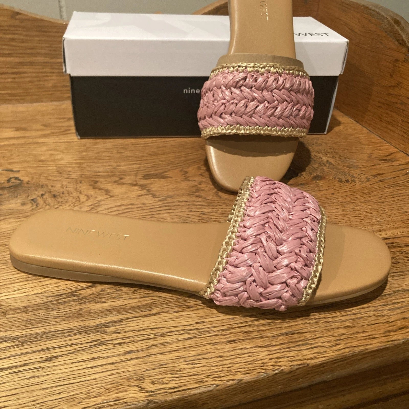 Nine West Women’s Size 7.5M Lolen5 Pink Slide Sandals Bohemian Style NWT