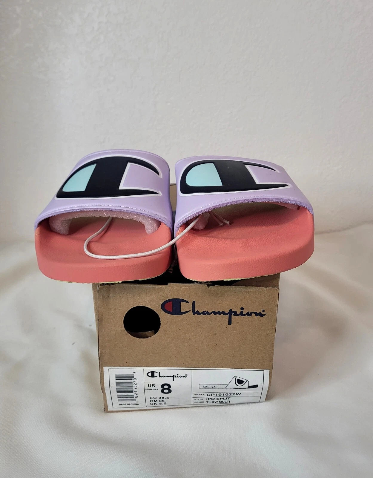 Women's Champion Slides Sandals  Style Ipo Slip Size 8 Multi- Colors